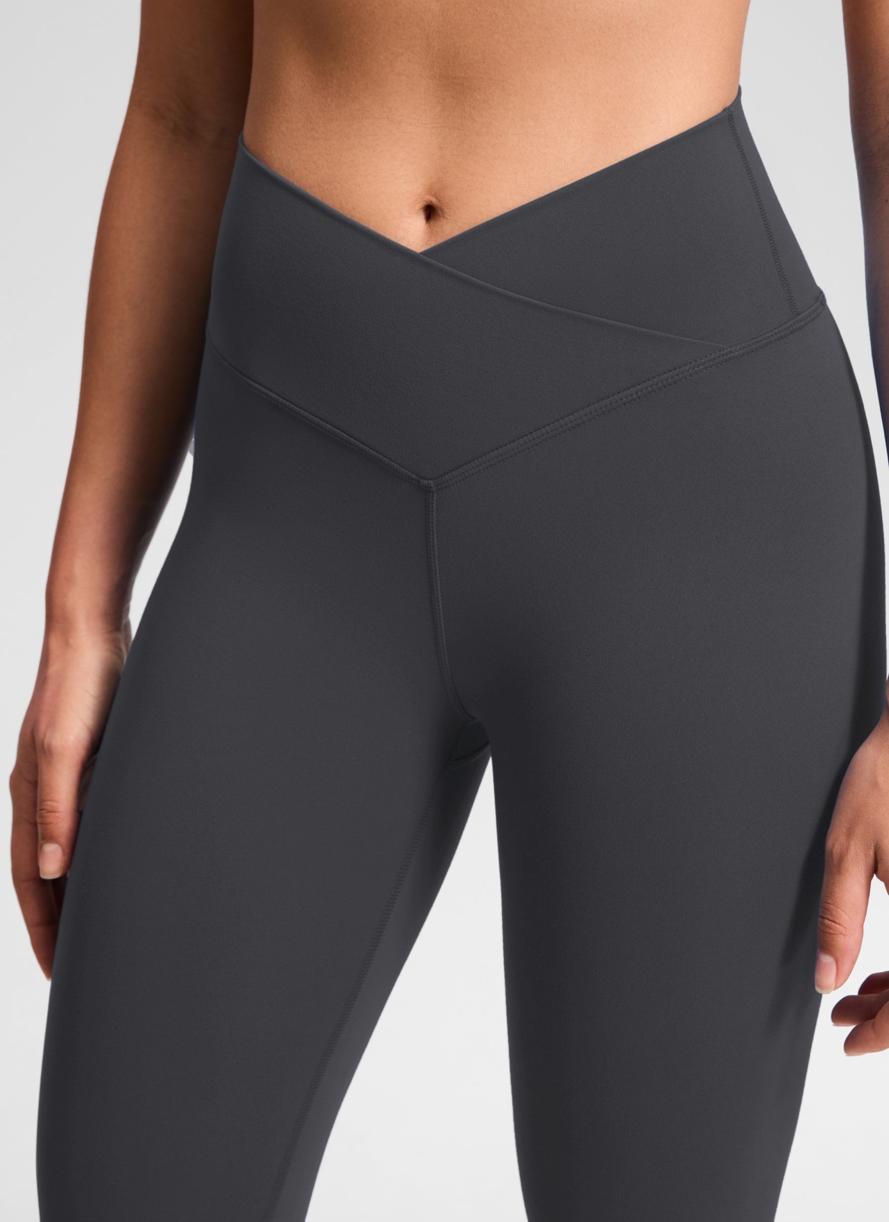CRZ YOGA Legging Yoga Wanita Model High Rise " Butterluxe " dengan Pinggang Silang V 28'' Warna Mysterious Grey