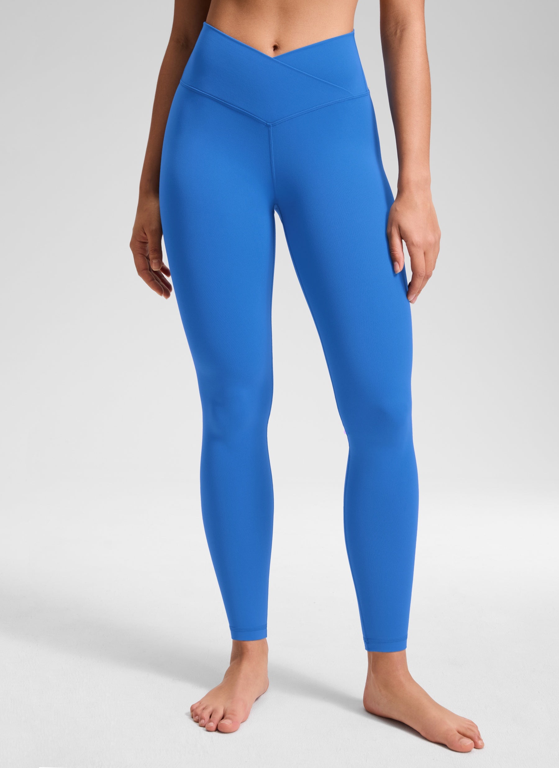 CRZ YOGA Legging Yoga Wanita Model High Rise " Butterluxe " dengan Pinggang Silang V 28'' Warna Biru Berkilau