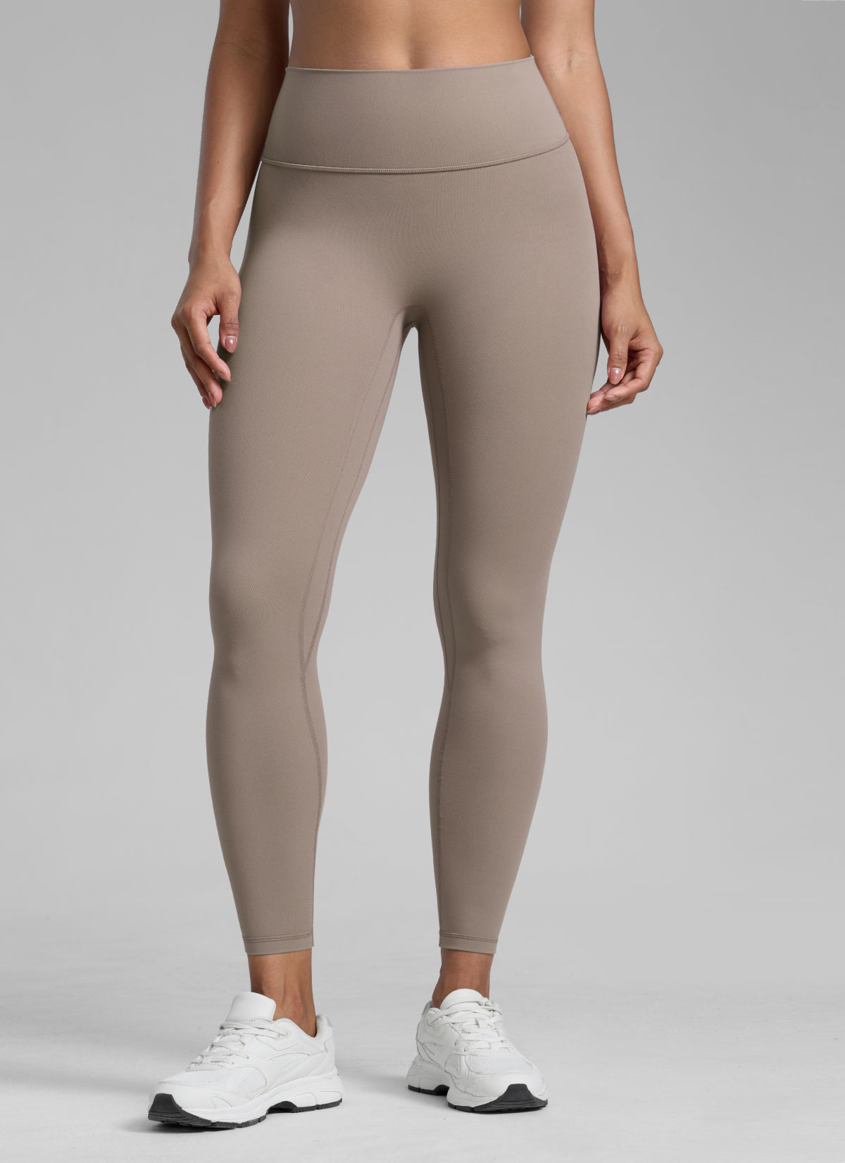CRZ YOGA Legging Wanita dengan Potongan Tinggi dan Efek Scrunch Butt, Tanpa Jahitan Depan, Warna Creamy Latte, Model " Butterlift "