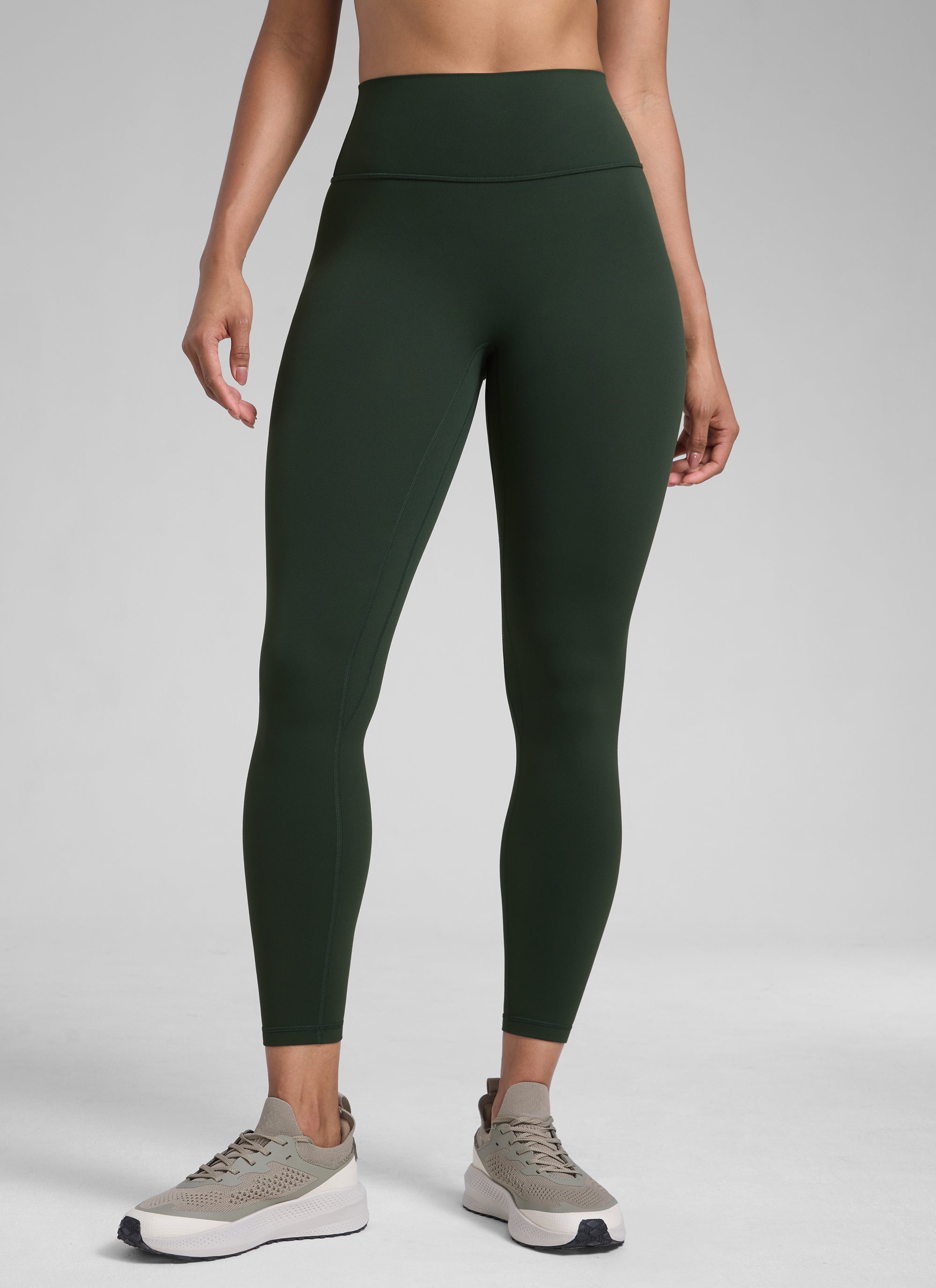 CRZ YOGA Legging Wanita dengan Potongan Tinggi " Butterlift " yang Menonjolkan Bokong, Tanpa Jahitan Depan, Warna Legend Green
