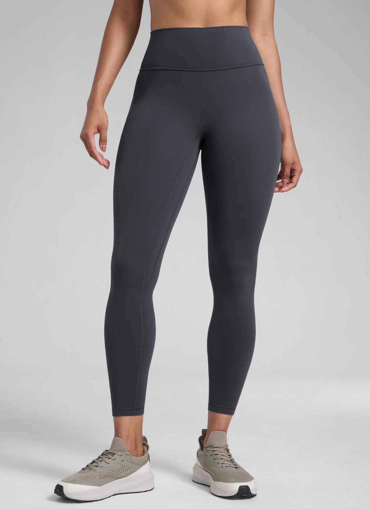 CRZ YOGA Legging Wanita dengan Potongan Tinggi " Butterlift " yang Menonjolkan Bokong, Tanpa Jahitan Depan, Warna Abu-abu Grafit