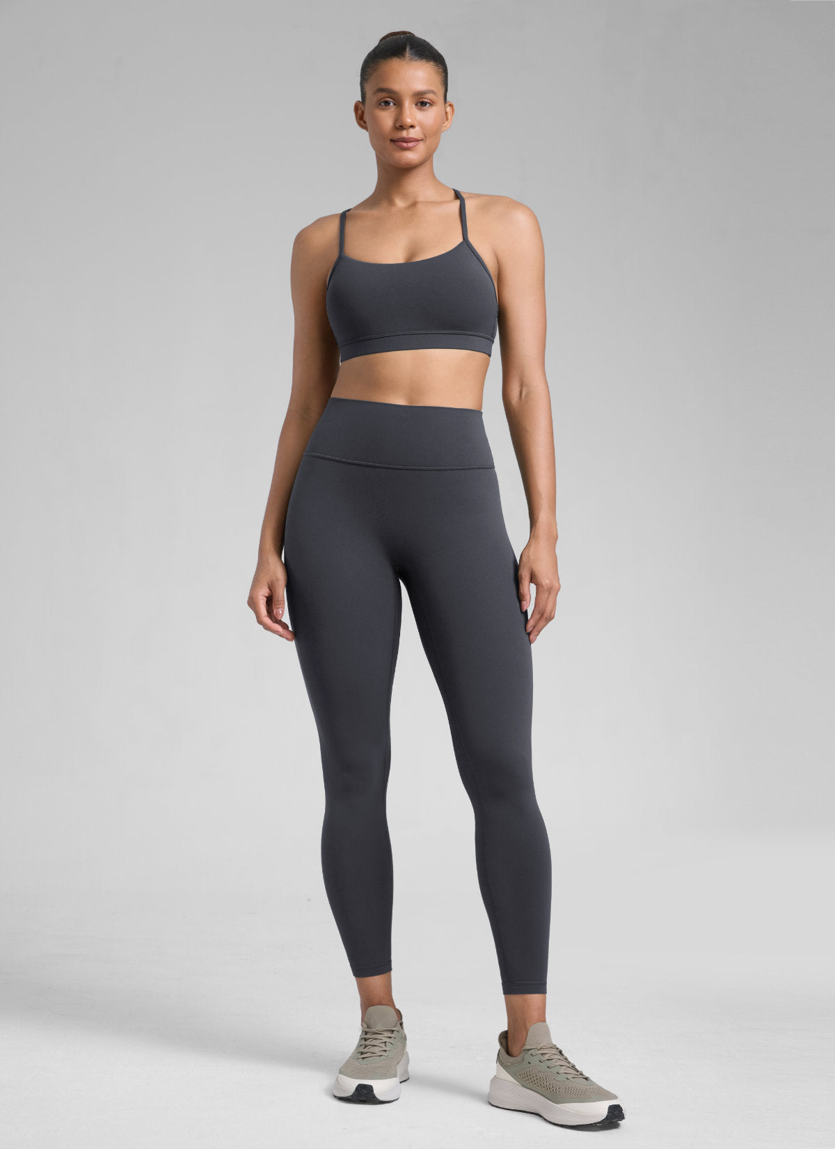 CRZ YOGA Legging Wanita dengan Potongan Tinggi " Butterlift " yang Menonjolkan Bokong, Tanpa Jahitan Depan, Warna Abu-abu Grafit