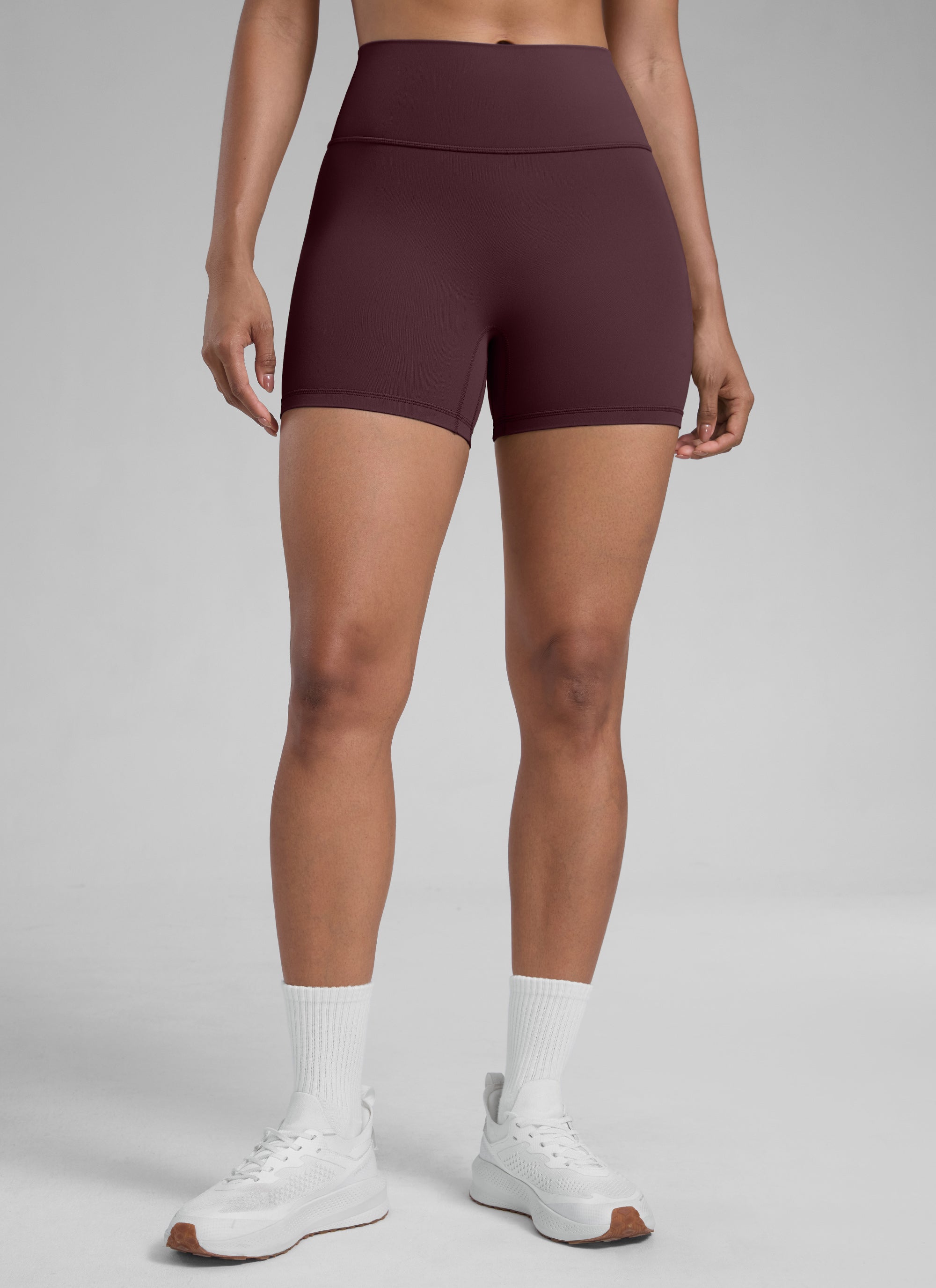 CRZ YOGA Celana Pendek Sepeda Olahraga Wanita " Butterlift " dengan Desain "Scrunch Butt" untuk Latihan Atletik, Warna Ripe Plum