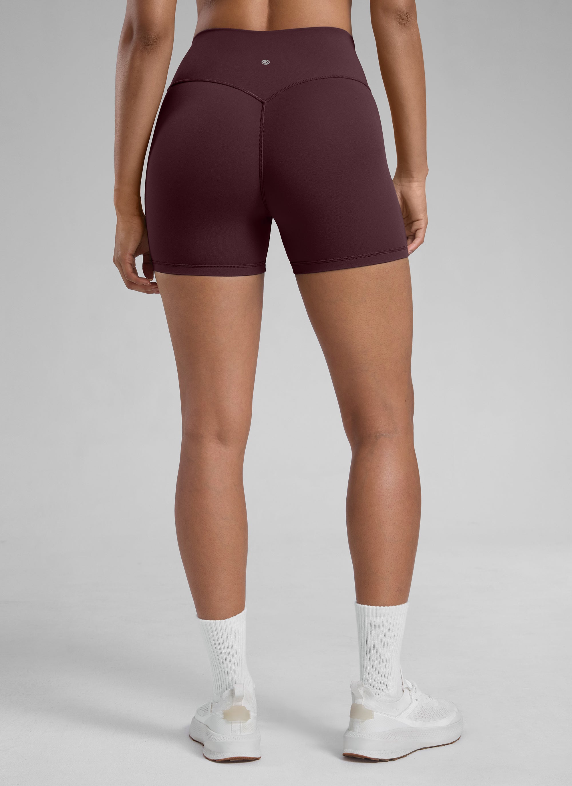 CRZ YOGA Celana Pendek Sepeda Olahraga Wanita " Butterlift " dengan Desain "Scrunch Butt" untuk Latihan Atletik, Warna Ripe Plum