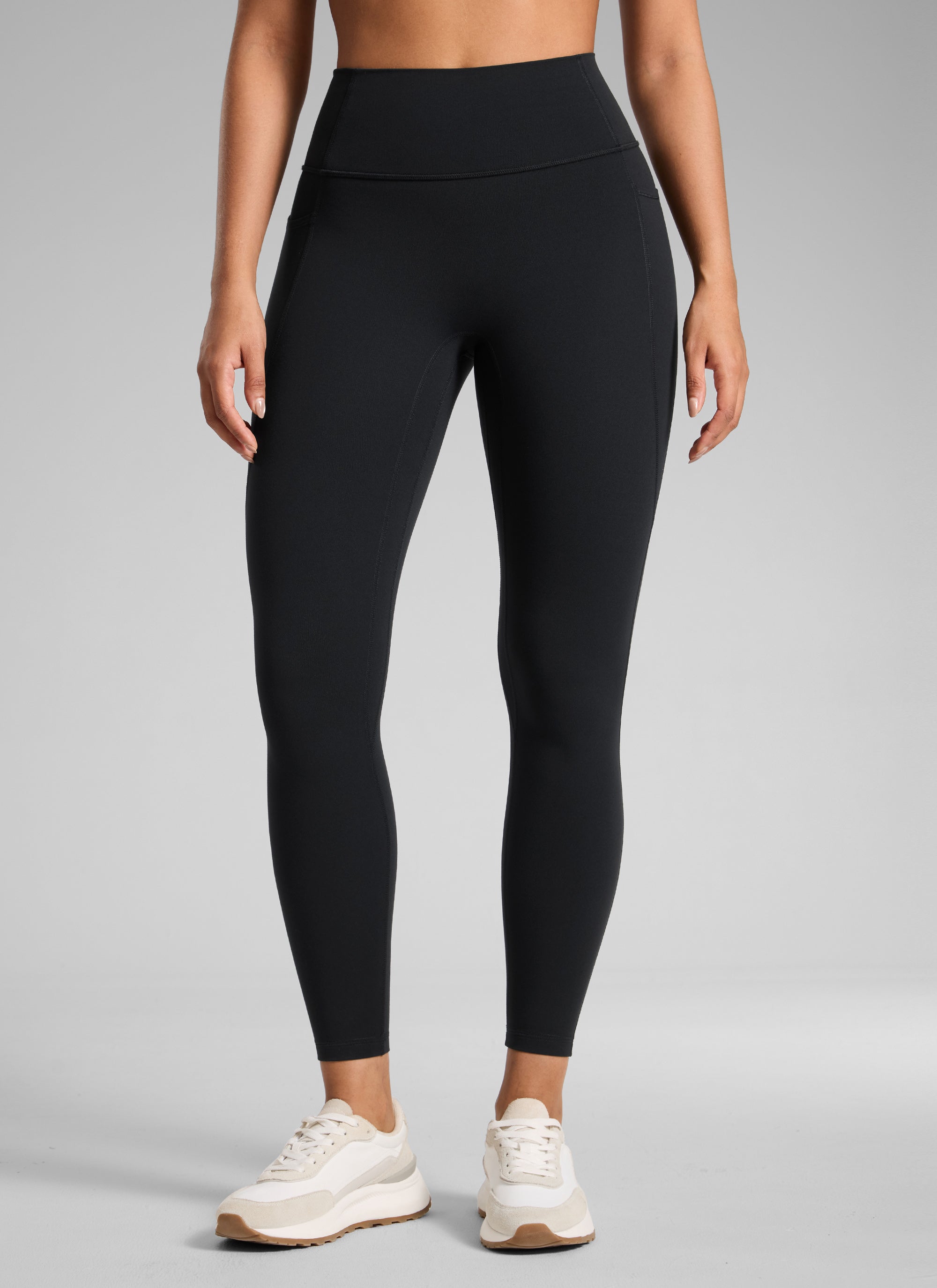 CRZ YOGA Legging Wanita dengan Potongan Tinggi, Tanpa Jahitan Depan, dan Kantong, Model " Butterlift ", Warna Hitam