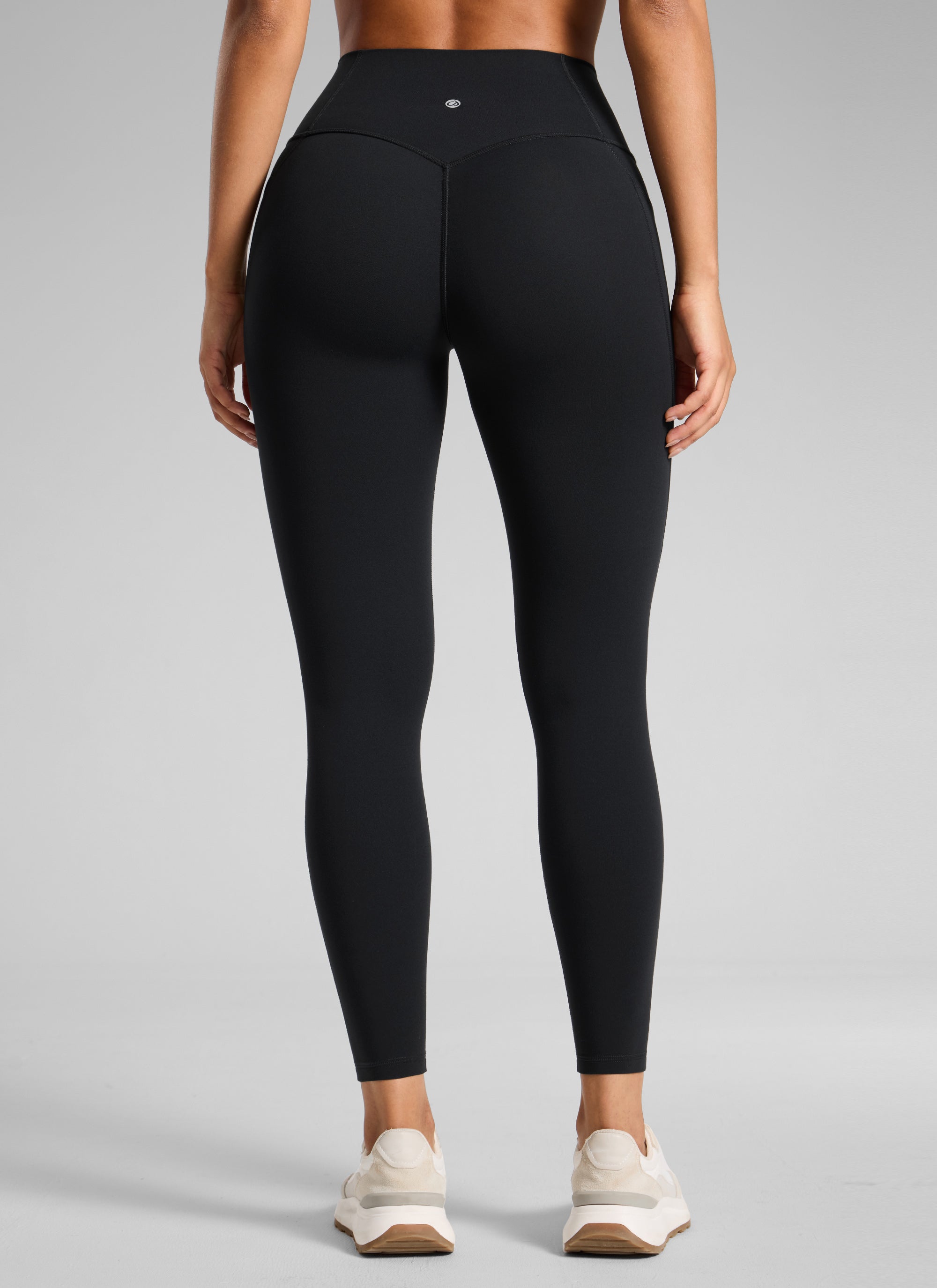 CRZ YOGA Legging Wanita dengan Potongan Tinggi, Tanpa Jahitan Depan, dan Kantong, Model " Butterlift ", Warna Hitam