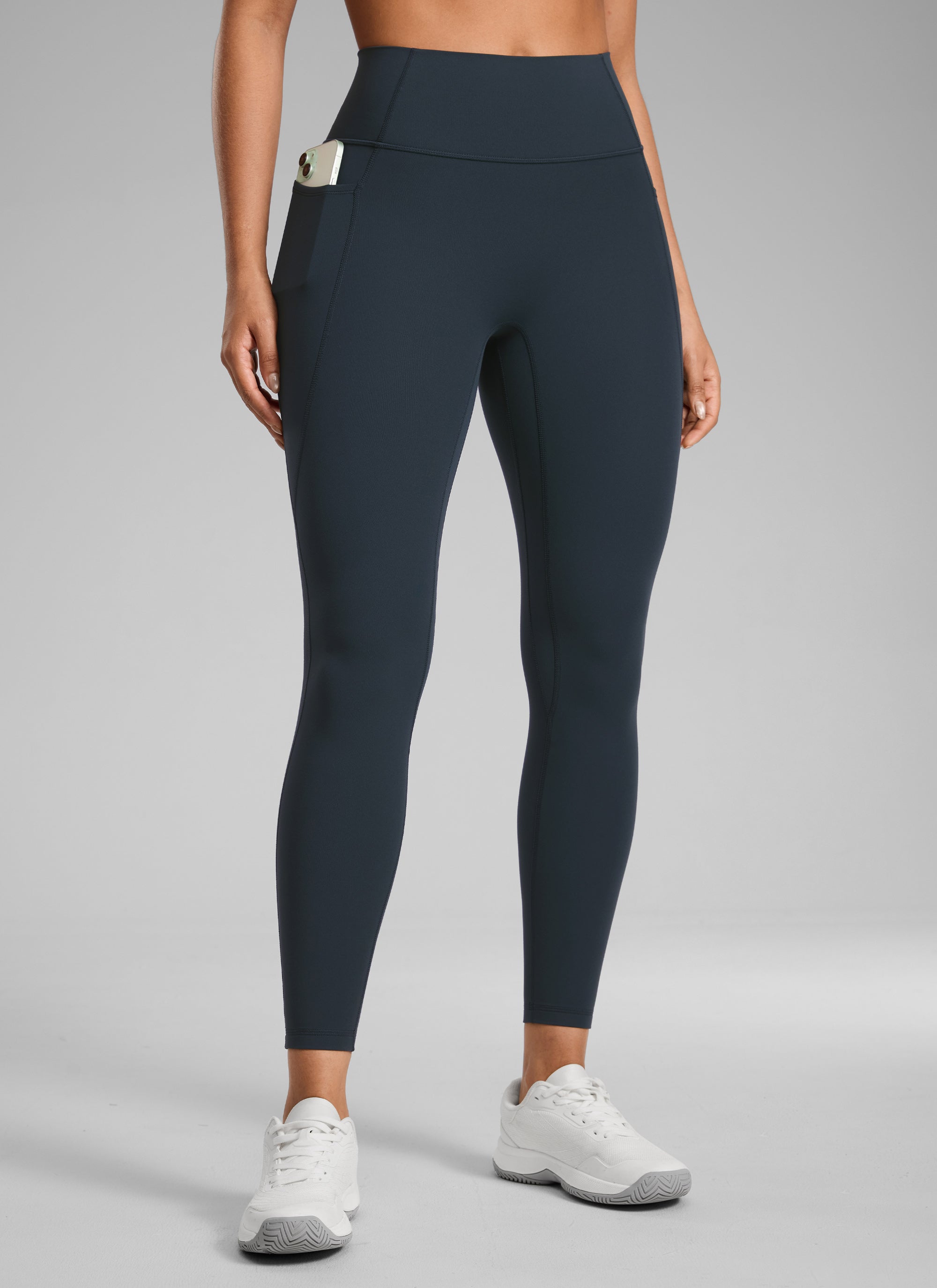 CRZ YOGA Legging Wanita " Butterlift " dengan Pinggang Tinggi, Tanpa Jahitan Depan, dan Kantong, Warna True Navy