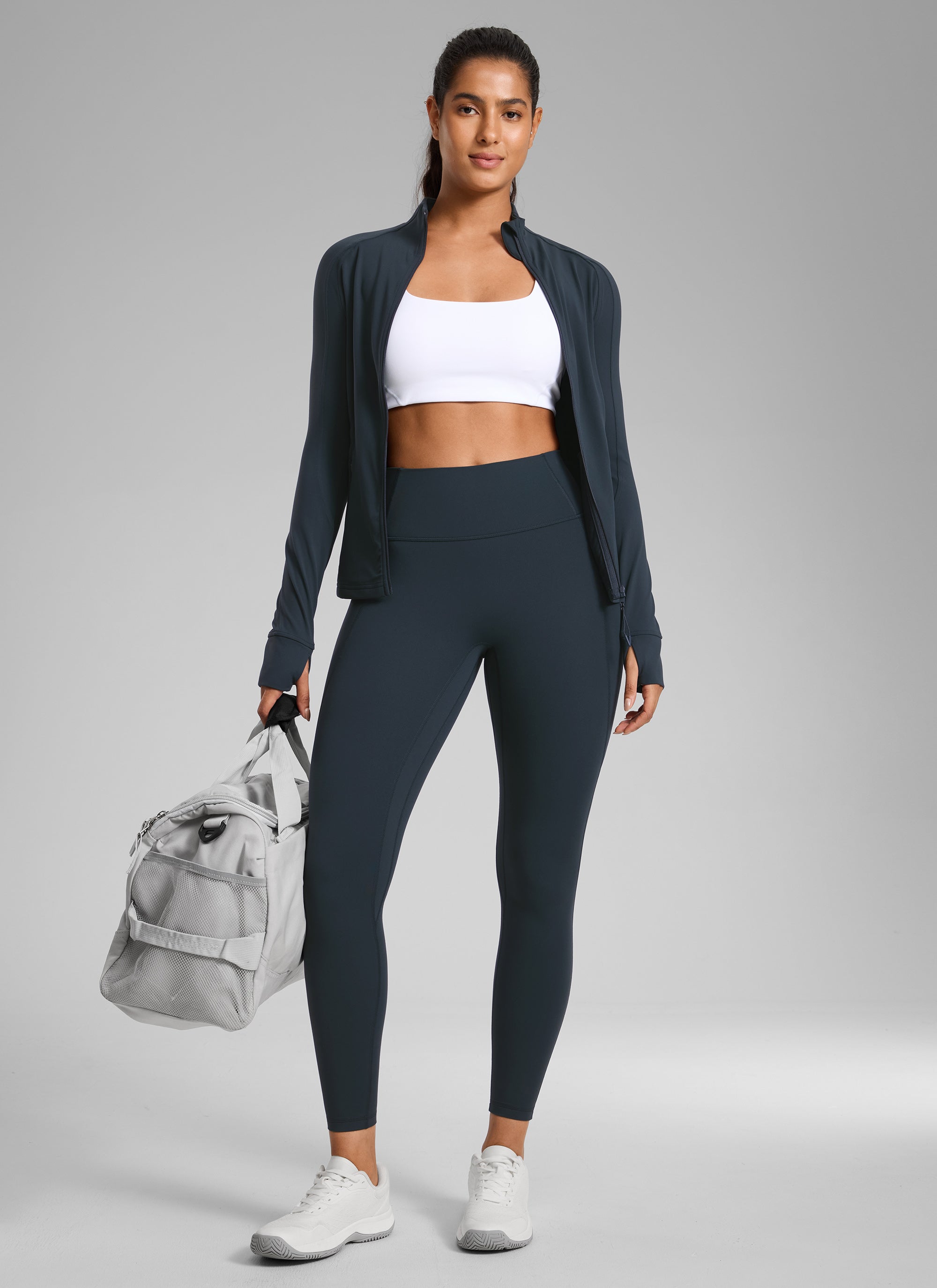 CRZ YOGA Legging Wanita " Butterlift " dengan Pinggang Tinggi, Tanpa Jahitan Depan, dan Kantong, Warna True Navy
