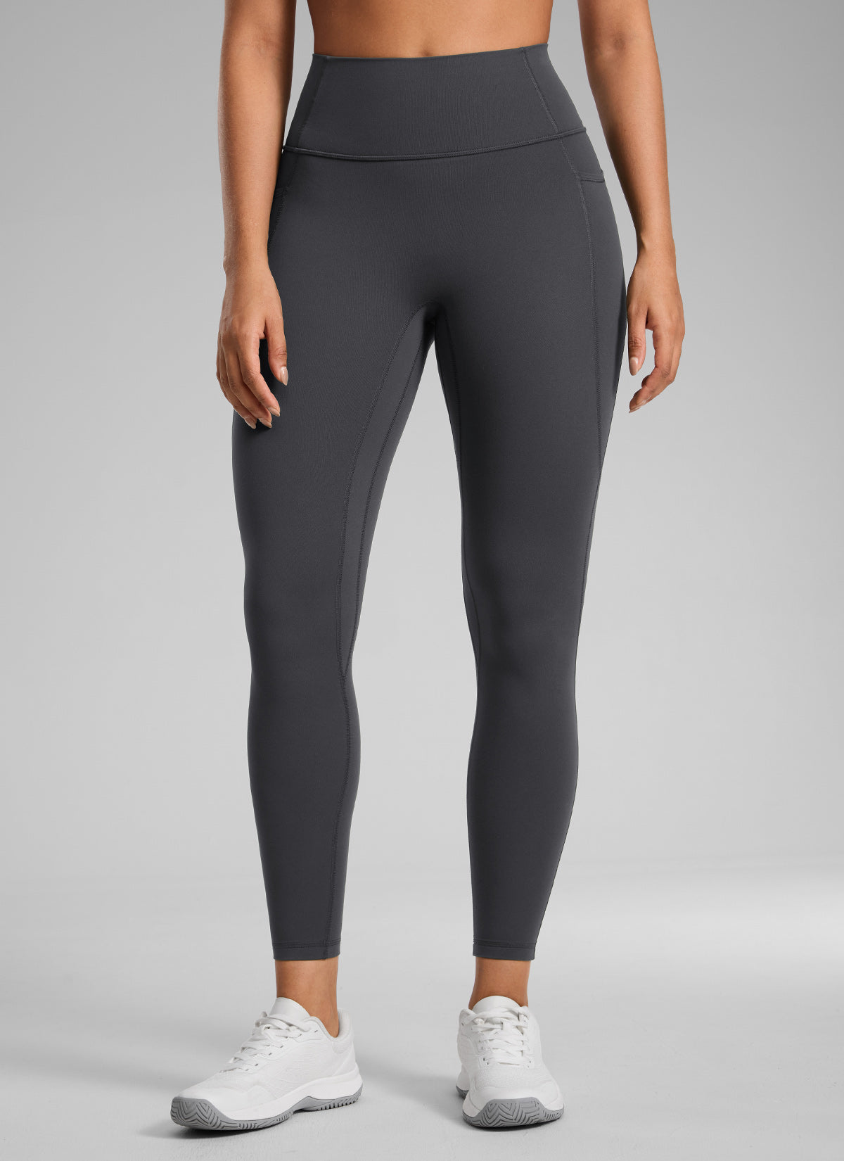 CRZ YOGA Legging Wanita dengan Pinggang Tinggi, Tanpa Jahitan Depan, dan Kantong, Model " Butterlift ", Warna Mysterious Grey