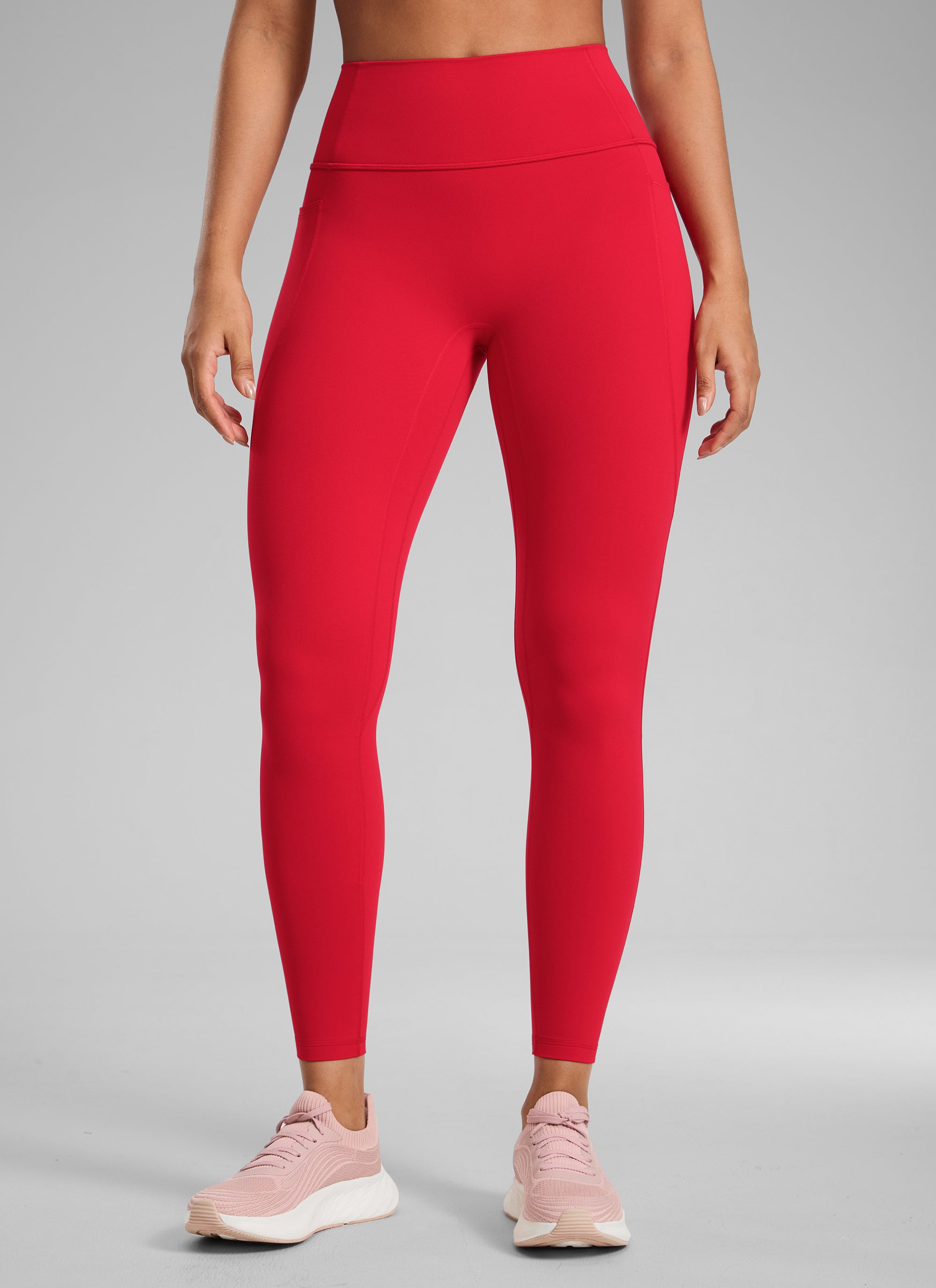 CRZ YOGA Legging Wanita dengan Pinggang Tinggi, Tanpa Jahitan Depan, dan Kantong, Model " Butterlift ", Warna Aurora Red