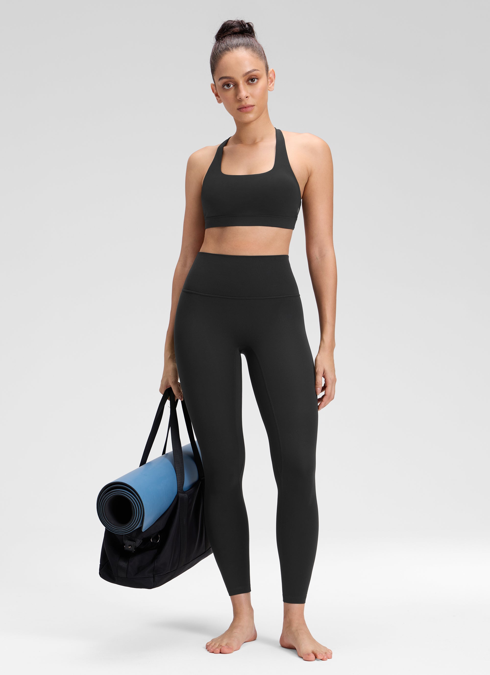 CRZ YOGA Legging Yoga Wanita Model " Butterluxe " dengan Pinggang Tinggi dan Tanpa Jahitan Depan, Panjang 25 inci, Warna Hitam