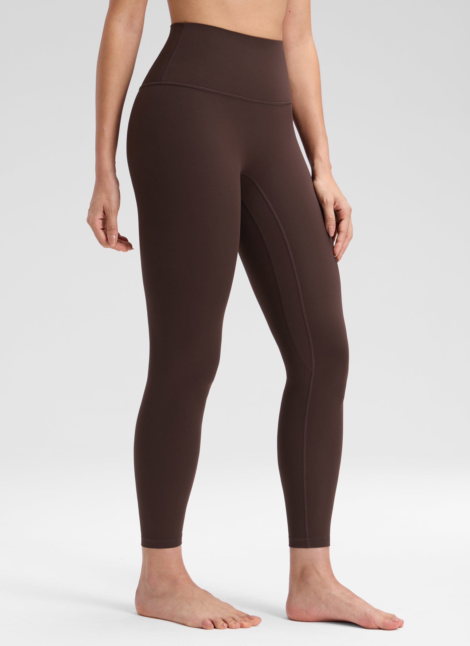 CRZ YOGA Legging Yoga Wanita " Butterluxe " dengan Pinggang Tinggi dan Tanpa Jahitan Depan, Panjang 25 inci, Warna Cokelat Hot Fudge