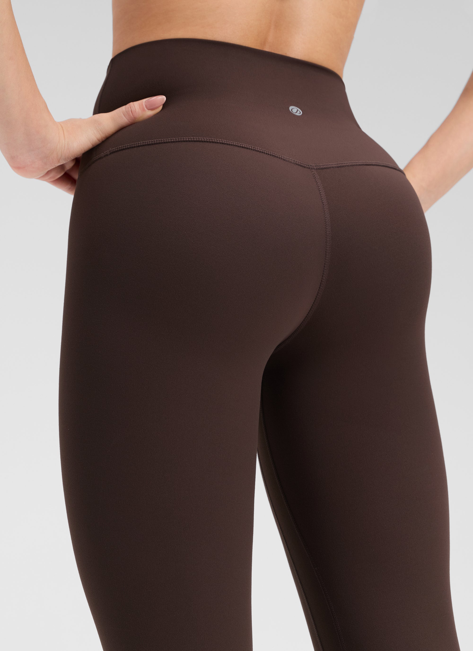 CRZ YOGA Legging Yoga Wanita " Butterluxe " dengan Pinggang Tinggi dan Tanpa Jahitan Depan, Panjang 25 inci, Warna Cokelat Hot Fudge