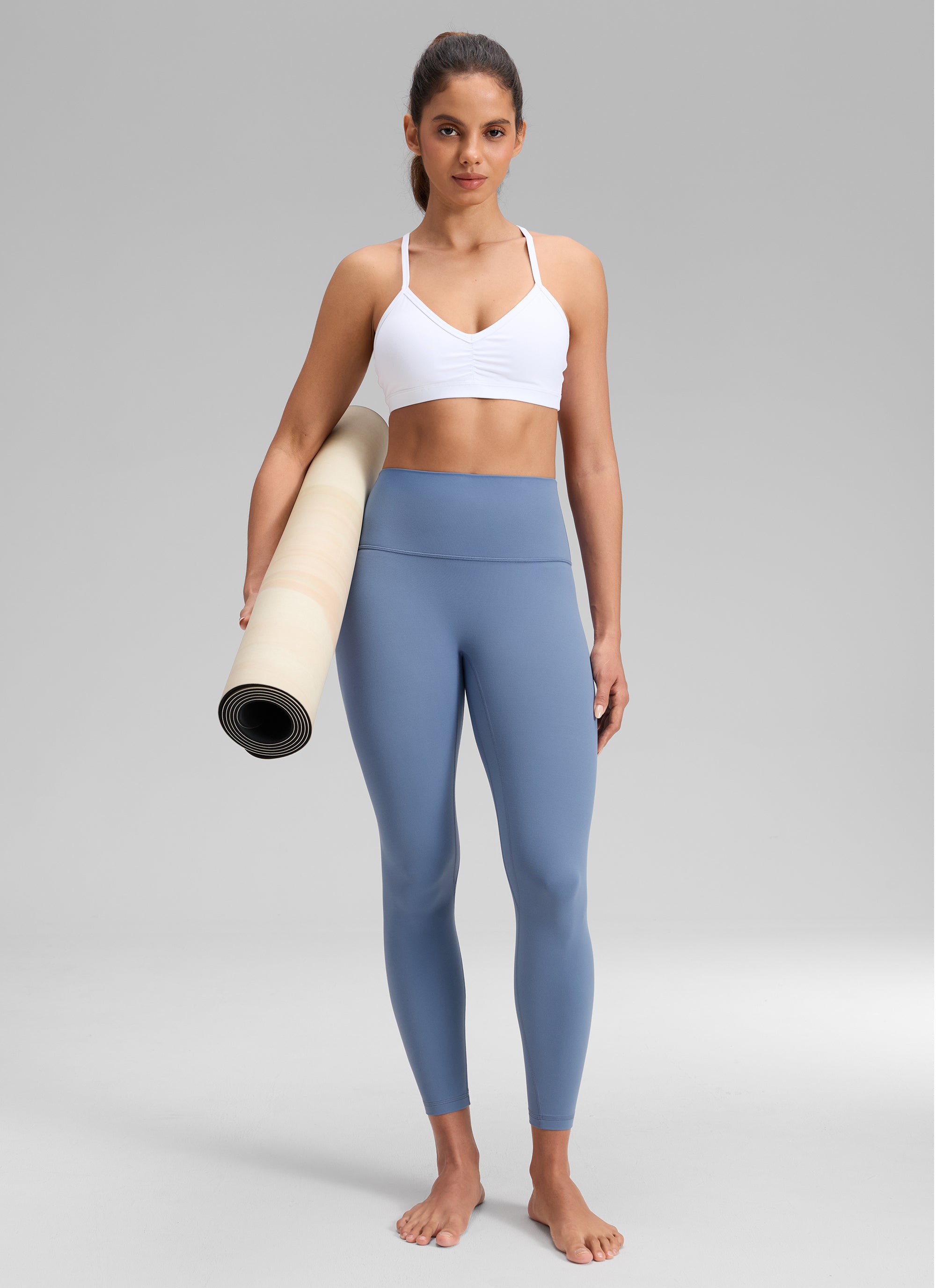 CRZ YOGA Legging Yoga Wanita " Butterluxe " dengan Pinggang Tinggi dan Tanpa Jahitan Depan, 25'' Denim Cuci