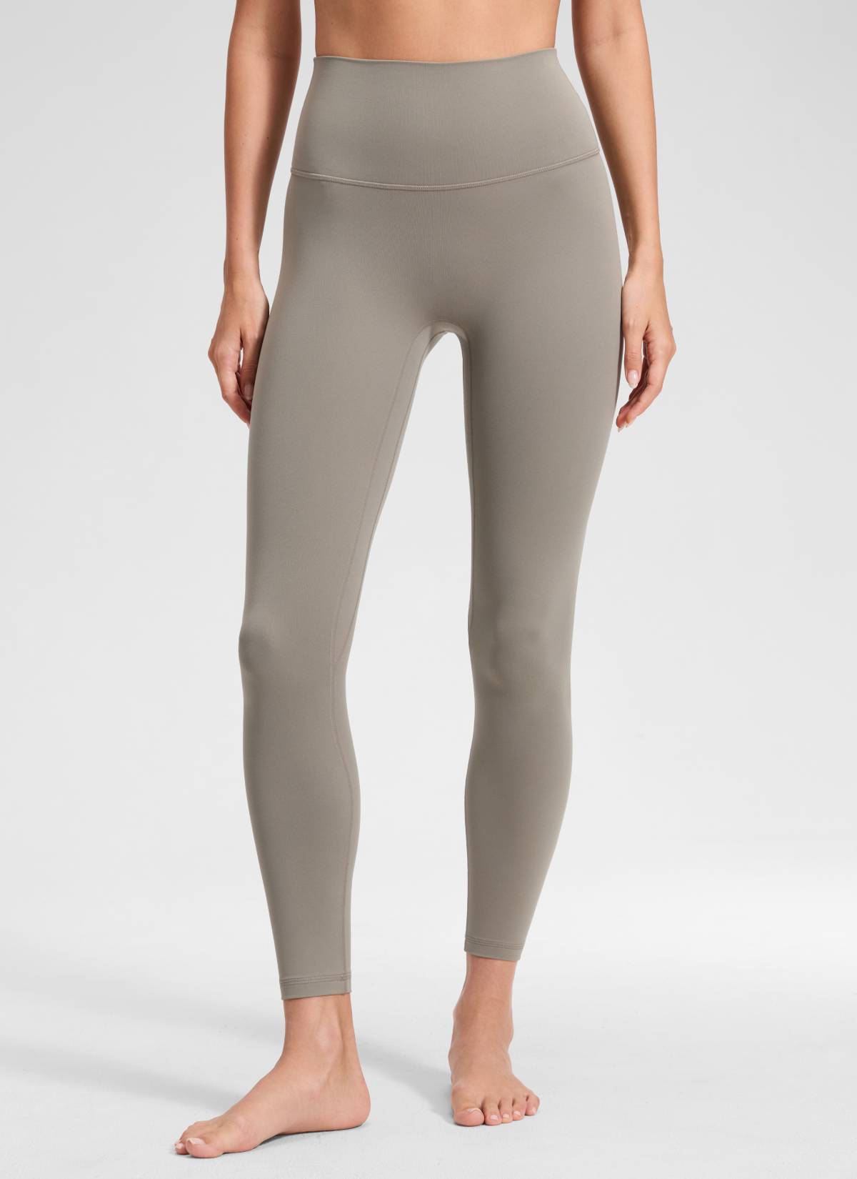 CRZ YOGA Legging Yoga Wanita dengan Pinggang Tinggi dan Tanpa Jahitan Depan, Model " Butterluxe ", Panjang 25 inci, Warna Abu-abu Hangat
