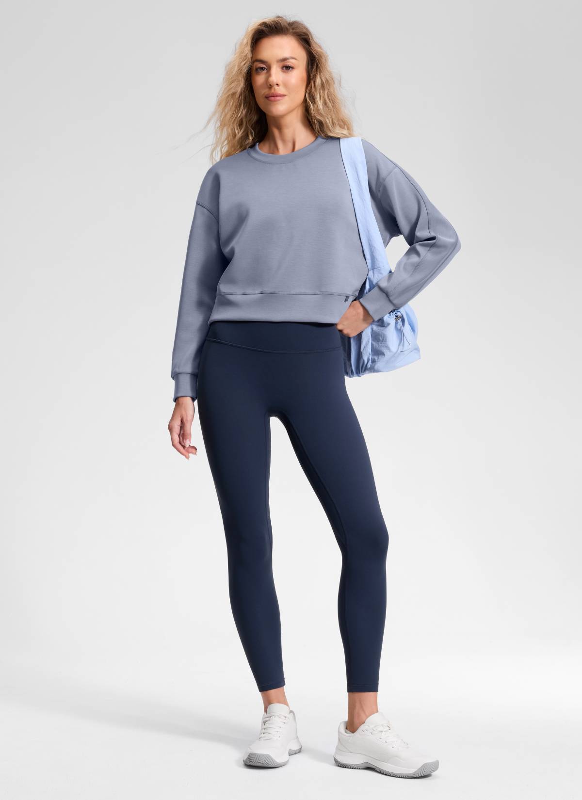 CRZ YOGA Legging Yoga Wanita " Butterluxe " dengan Pinggang Tinggi dan Tanpa Jahitan Depan, Panjang 25 inci, Warna Club Blue