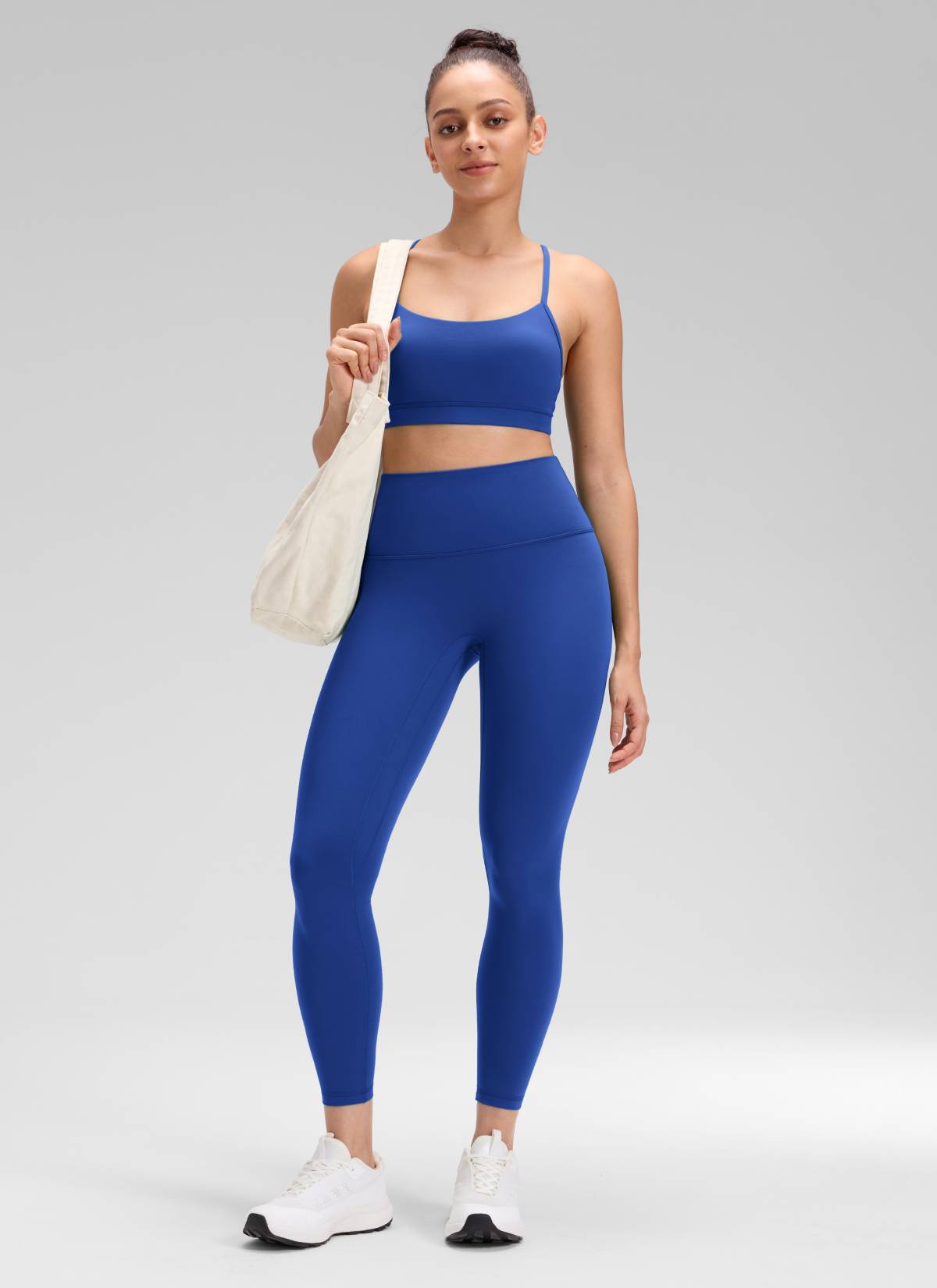 CRZ YOGA Legging Yoga Wanita Model " Butterluxe " dengan Pinggang Tinggi dan Tanpa Jahitan Depan, Panjang 25 inci, Motif Gelombang, Warna Biru