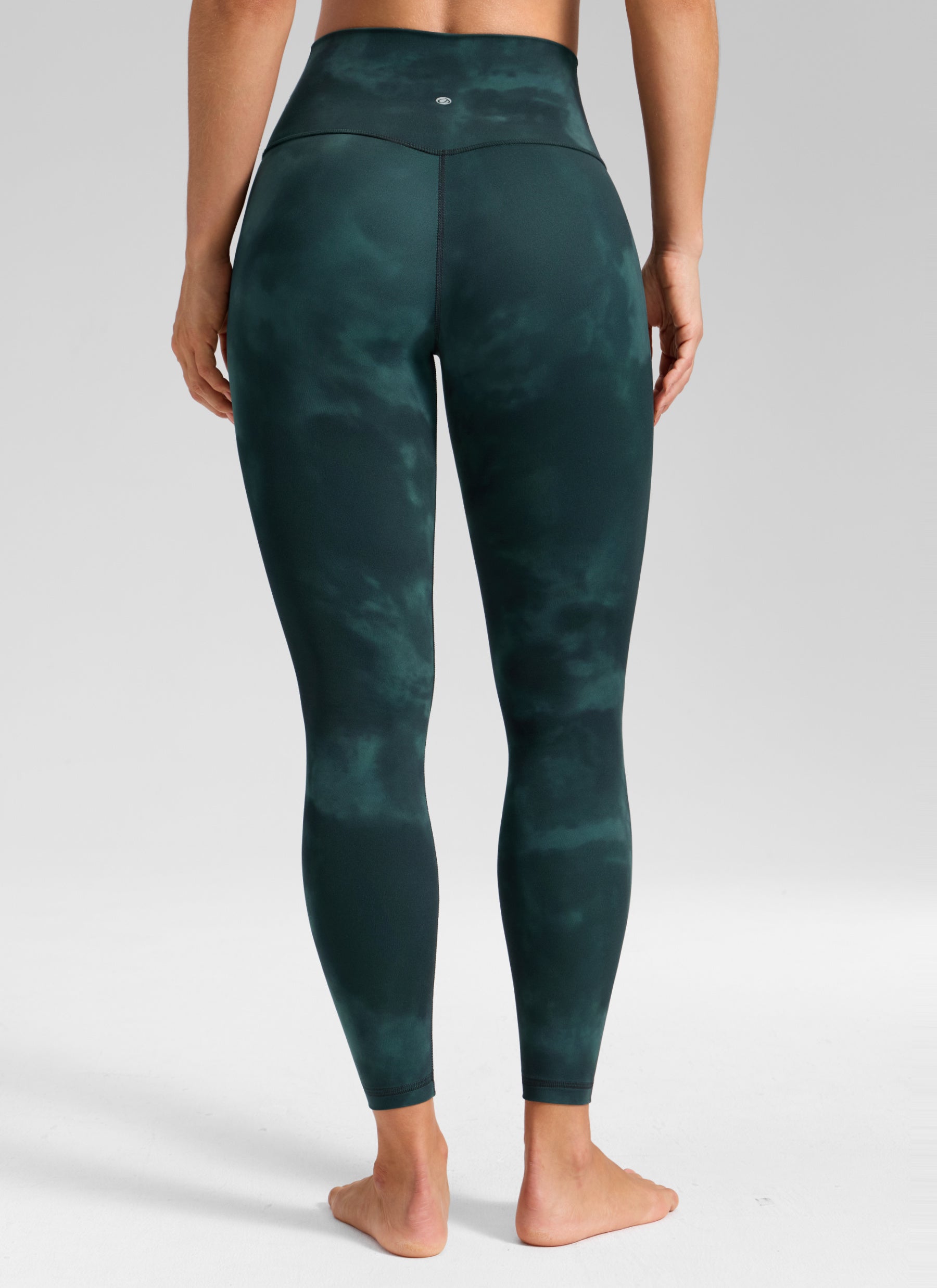 CRZ YOGA Legging Yoga Wanita Model " Butterluxe " dengan Pinggang Tinggi dan Tanpa Jahitan Depan, Panjang 25 inci, Warna Hijau Zamrud dengan Motif Bunga Tie-Dye