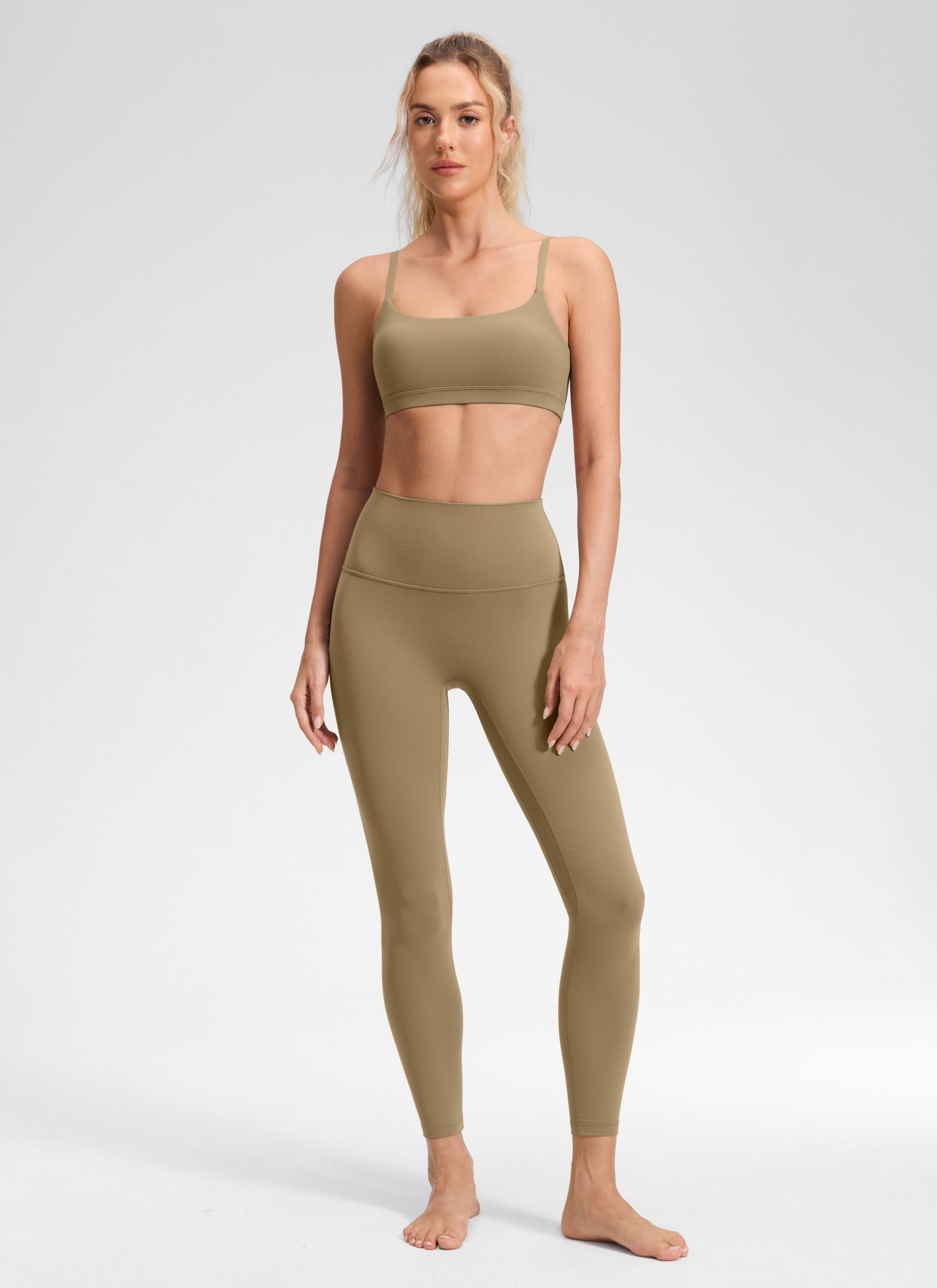 CRZ YOGA Legging Yoga Wanita Model " Butterluxe " dengan Pinggang Tinggi dan Tanpa Jahitan Depan, Panjang 25 inci, Warna Soul Brown