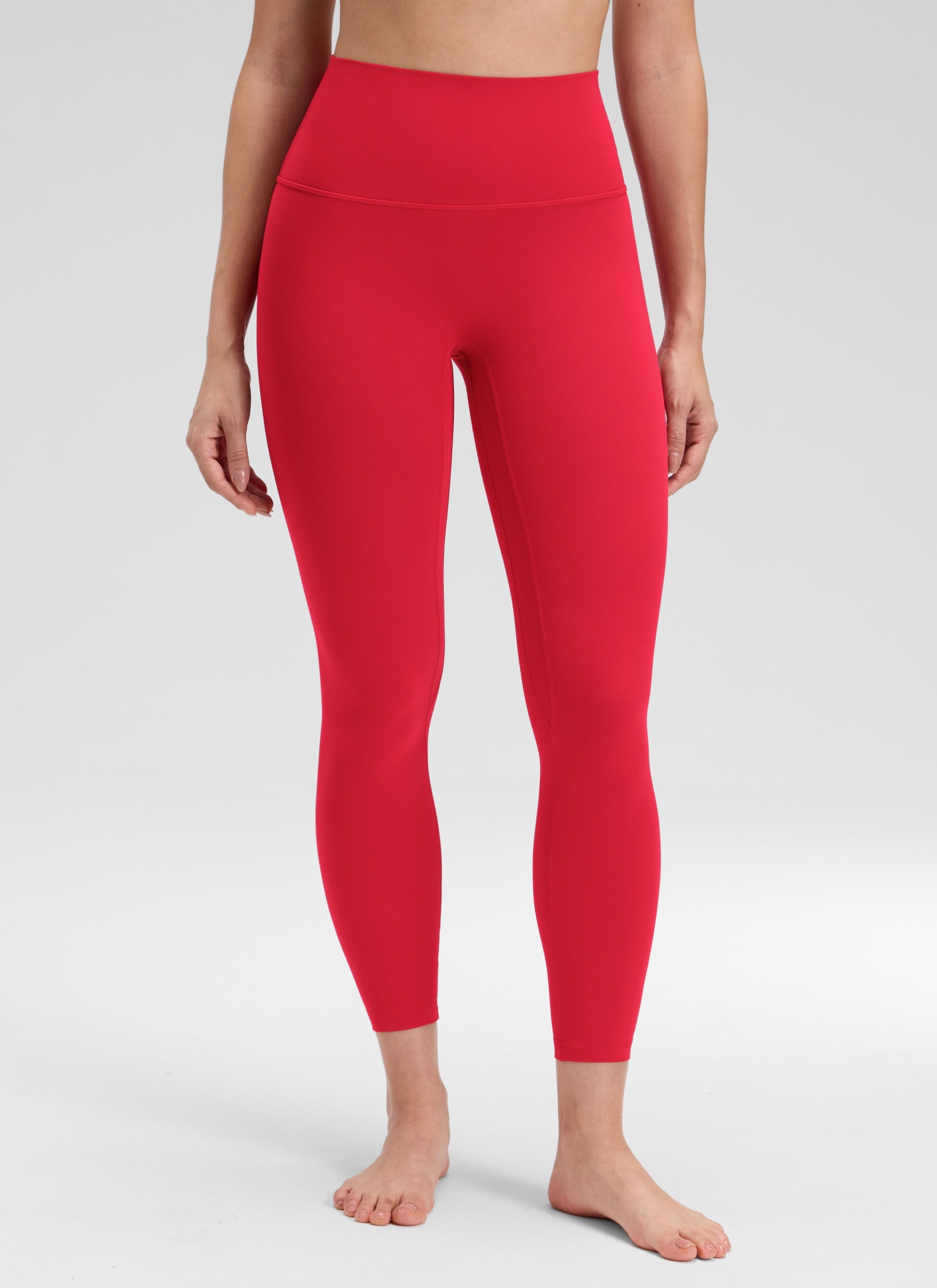 CRZ YOGA Legging Yoga Wanita Model " Butterluxe " dengan Pinggang Tinggi dan Tanpa Jahitan Depan, Panjang 25 inci, Warna Merah Lipstik