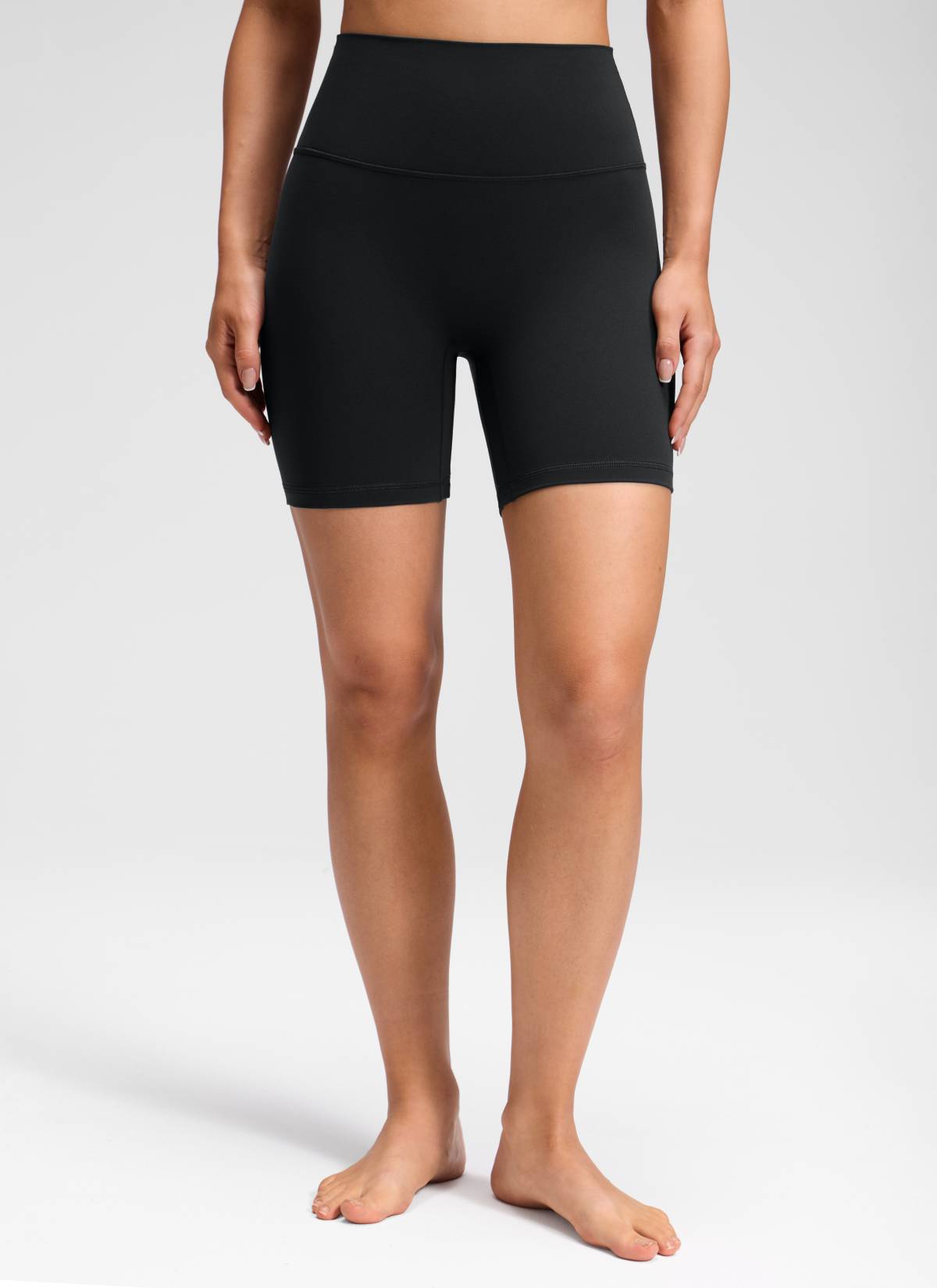 CRZ YOGA Celana Pendek Yoga Wanita " Butterluxe " dengan Pinggang Tinggi dan Tanpa Jahitan Depan, Ukuran 6