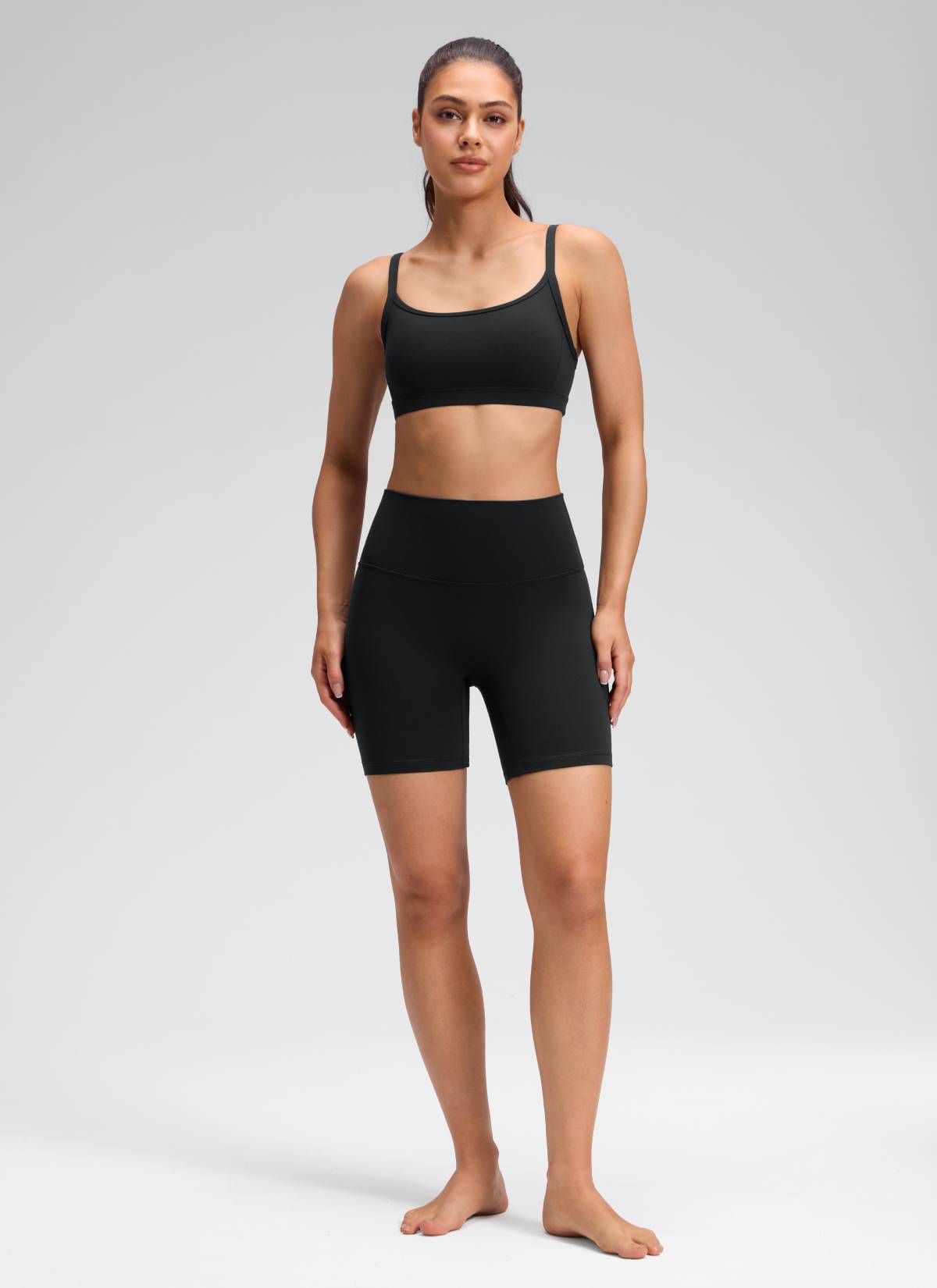 CRZ YOGA Celana Pendek Yoga Wanita " Butterluxe " dengan Pinggang Tinggi dan Tanpa Jahitan Depan, Ukuran 6