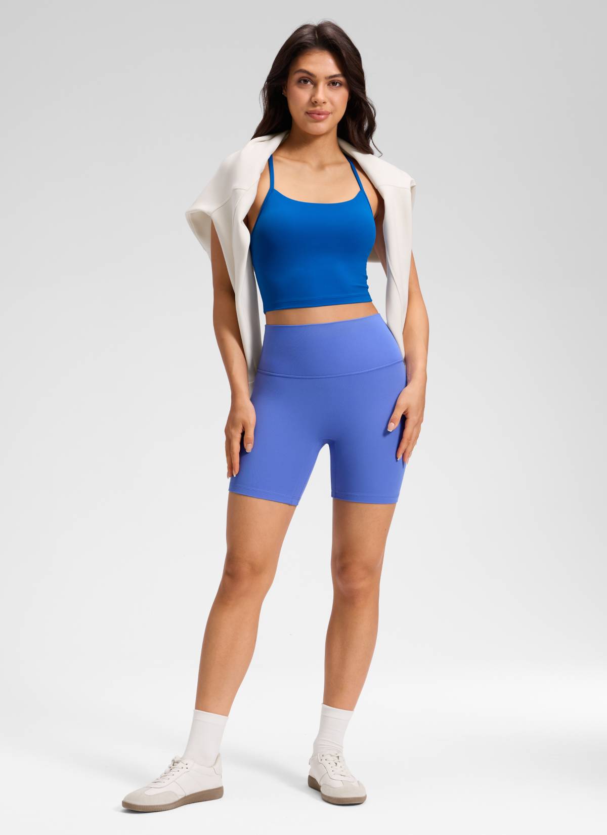 CRZ YOGA Celana Pendek Yoga Wanita " Butterluxe " dengan Pinggang Tinggi dan Tanpa Jahitan Depan, Ukuran 6