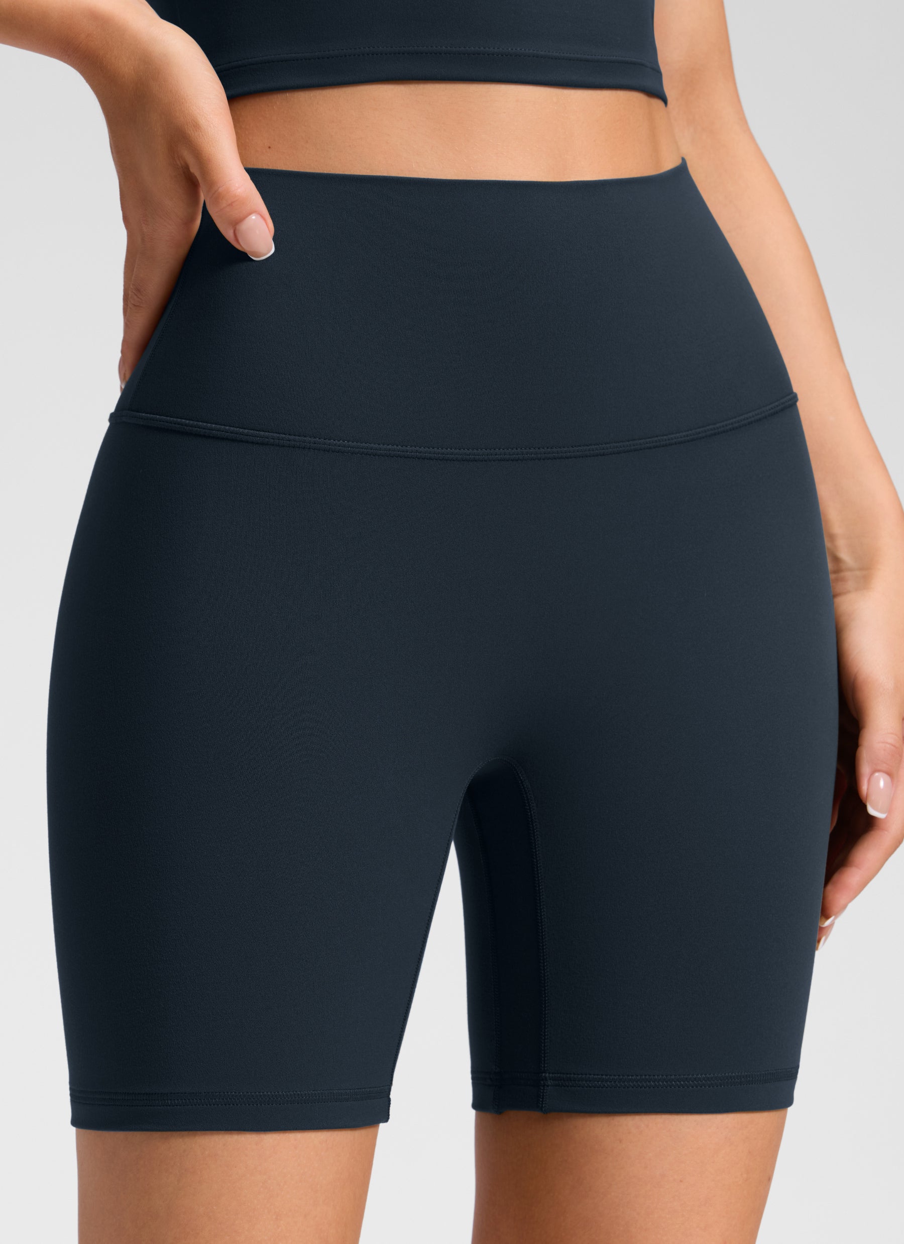 CRZ YOGA Celana Pendek Yoga Wanita " Butterluxe " dengan Pinggang Tinggi dan Tanpa Jahitan Depan, Ukuran 6