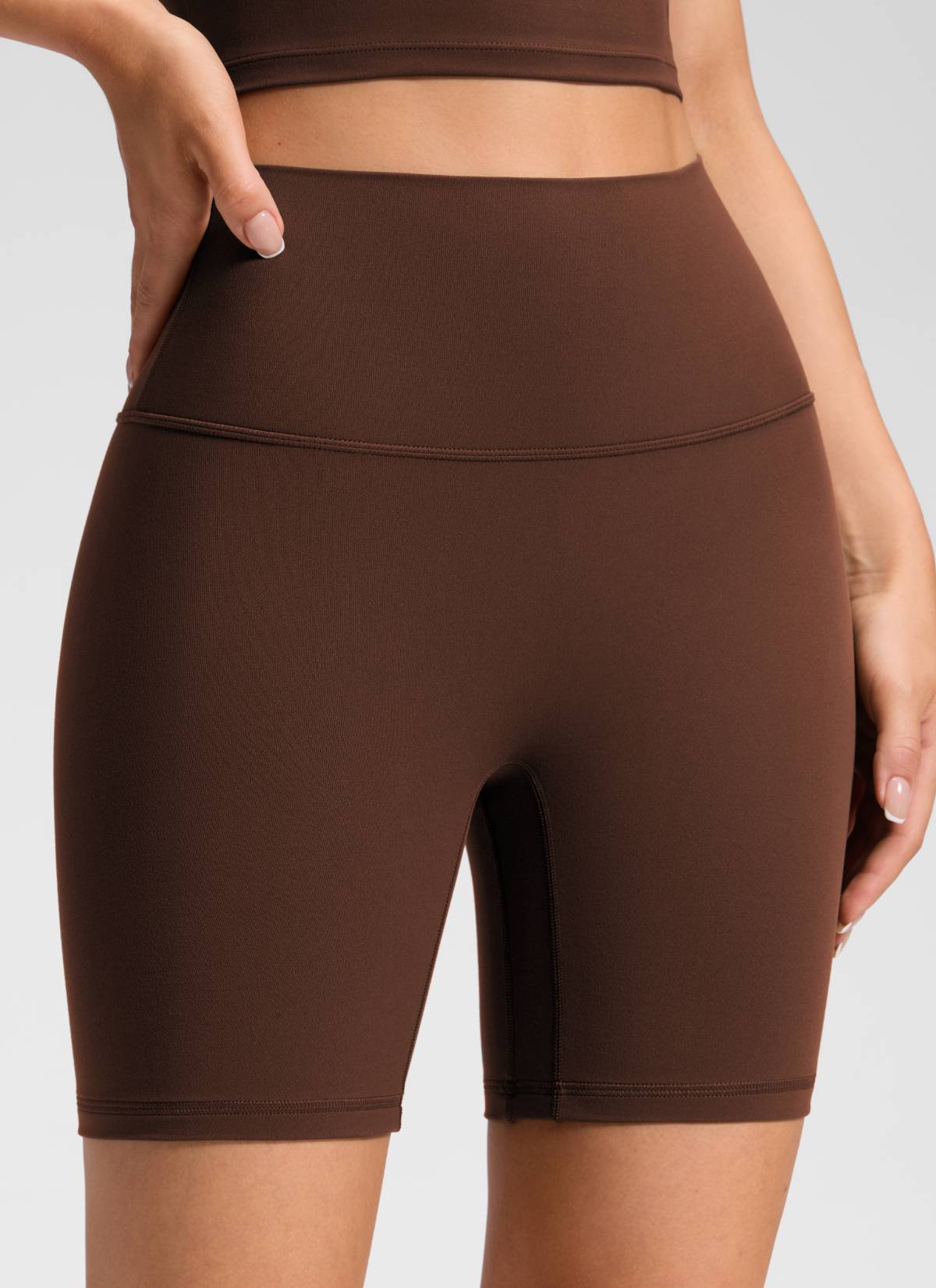 CRZ YOGA Celana Pendek Yoga Wanita " Butterluxe " dengan Pinggang Tinggi dan Tanpa Jahitan Depan, Ukuran 6