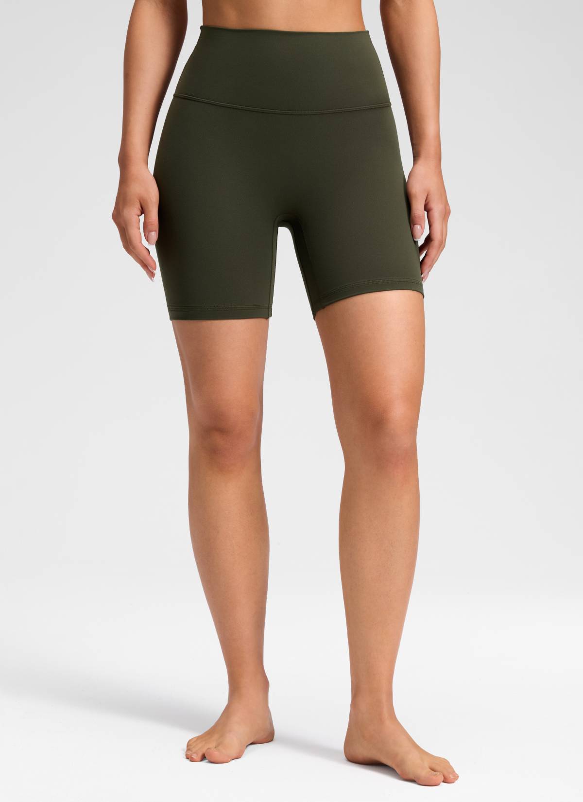CRZ YOGA Celana Pendek Yoga Wanita " Butterluxe " dengan Pinggang Tinggi dan Tanpa Jahitan Depan, Ukuran 6