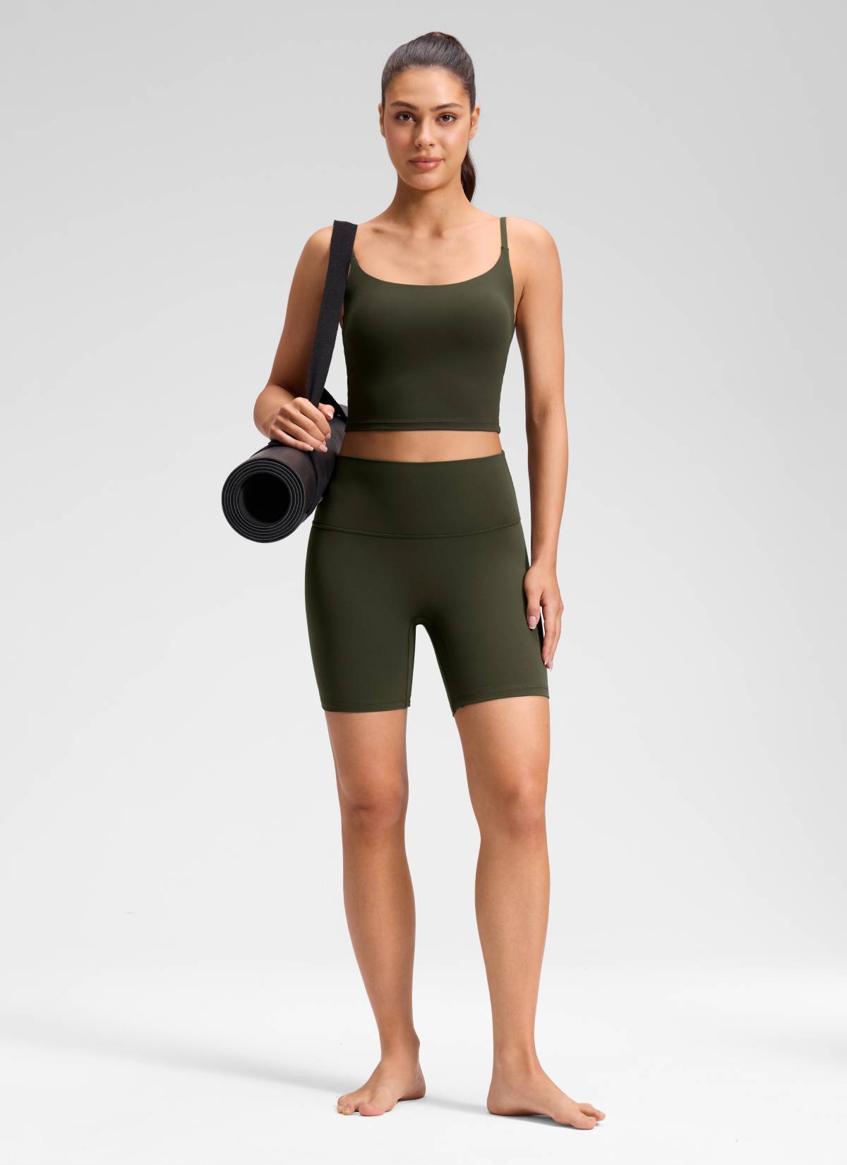 CRZ YOGA Celana Pendek Yoga Wanita " Butterluxe " dengan Pinggang Tinggi dan Tanpa Jahitan Depan, Ukuran 6