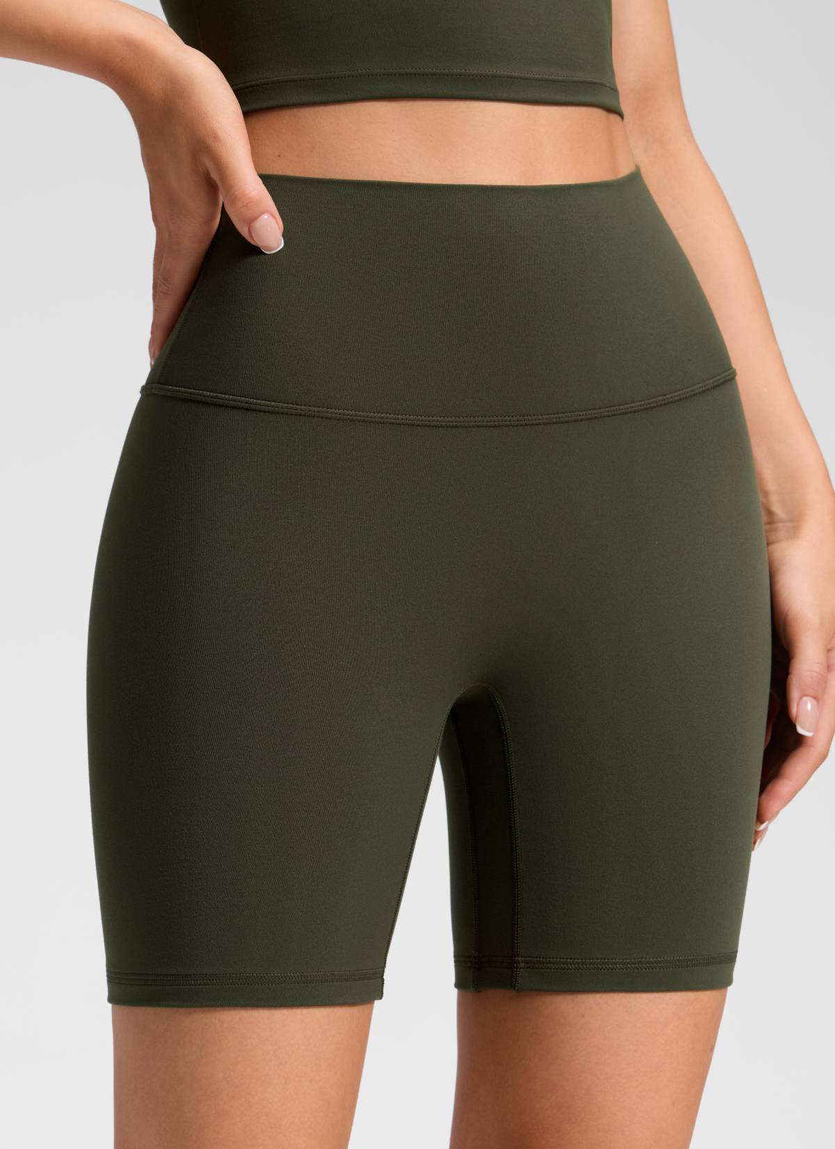 CRZ YOGA Celana Pendek Yoga Wanita " Butterluxe " dengan Pinggang Tinggi dan Tanpa Jahitan Depan, Ukuran 6