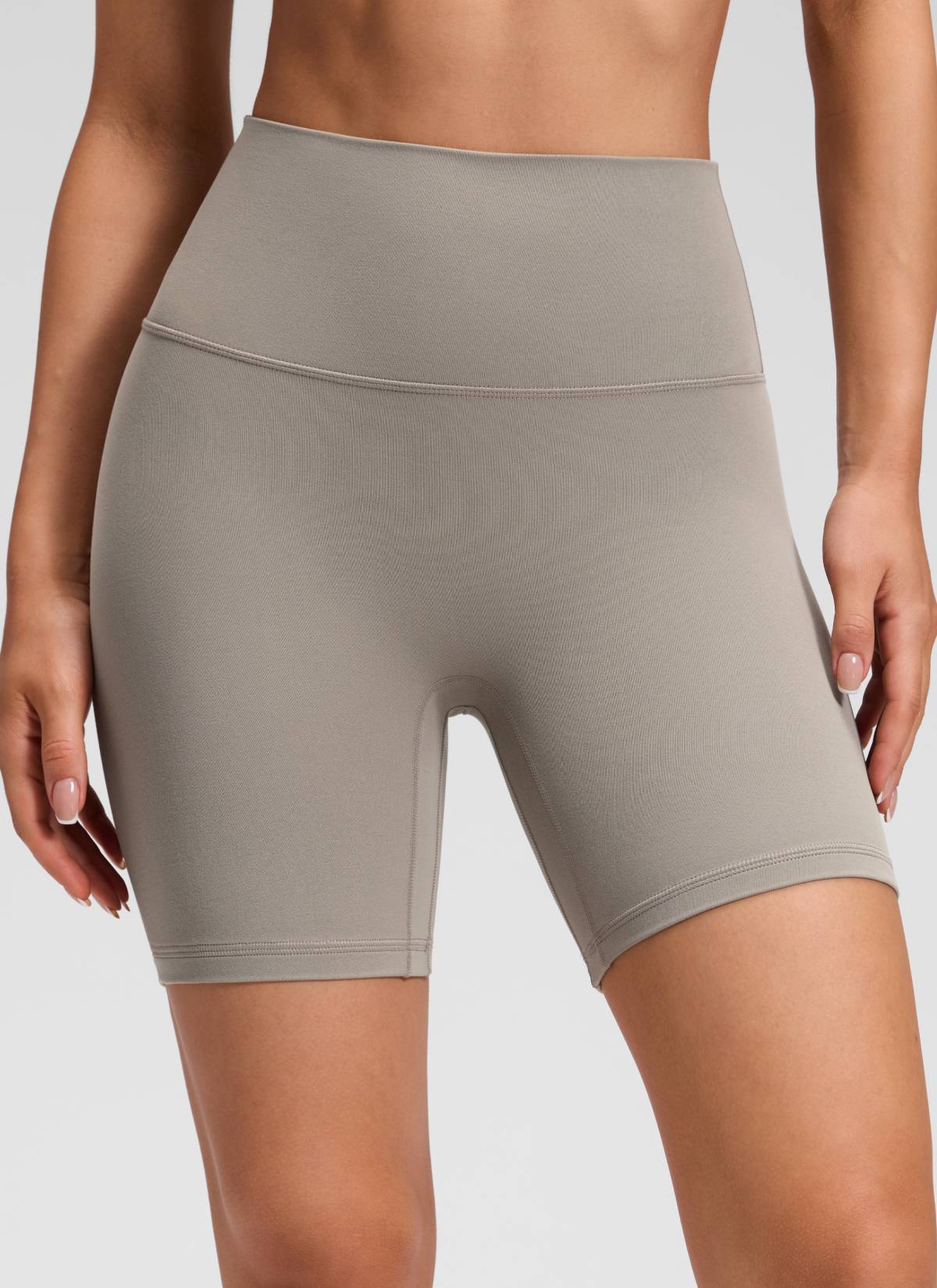 CRZ YOGA Celana Pendek Yoga Wanita " Butterluxe " dengan Pinggang Tinggi dan Tanpa Jahitan Depan, Ukuran 6