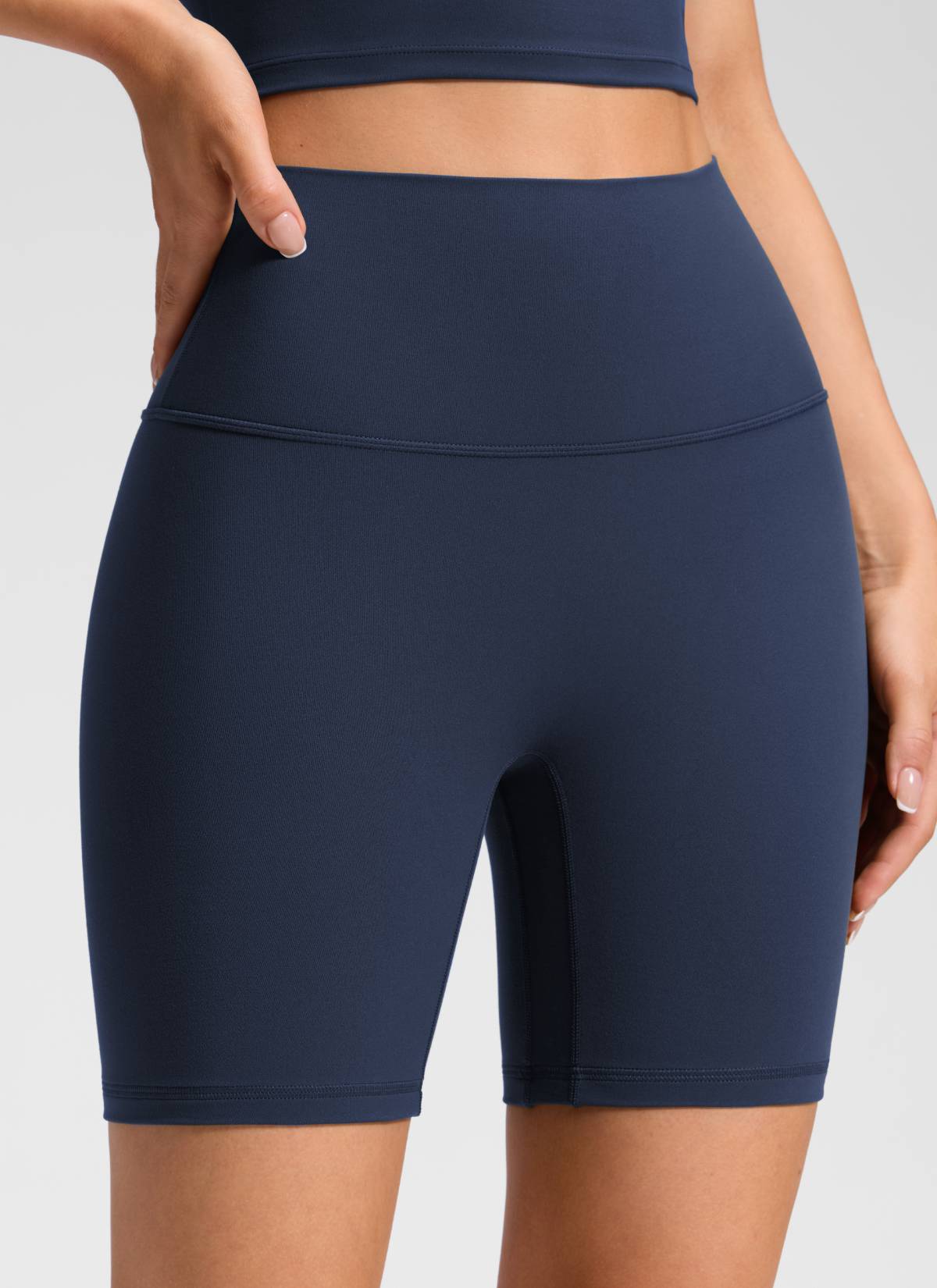 CRZ YOGA Celana Pendek Yoga Wanita " Butterluxe " dengan Pinggang Tinggi dan Tanpa Jahitan Depan, Ukuran 6