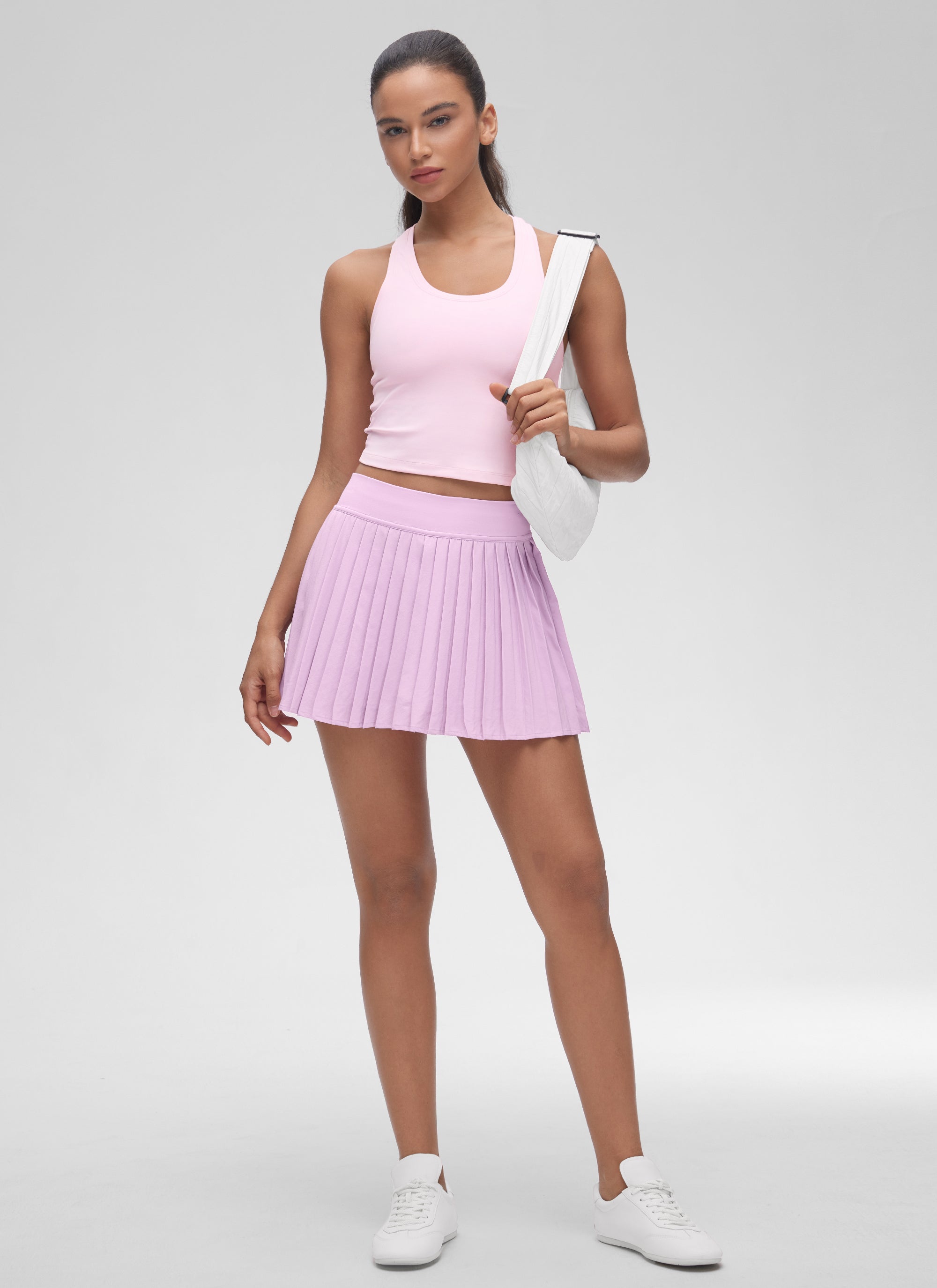 CRZ YOGA Tank Top Yoga Santai Pendek untuk Wanita dengan Leher Bulat dan Punggung Racerback, Motif " Butterluxe ", Warna Pink Peony