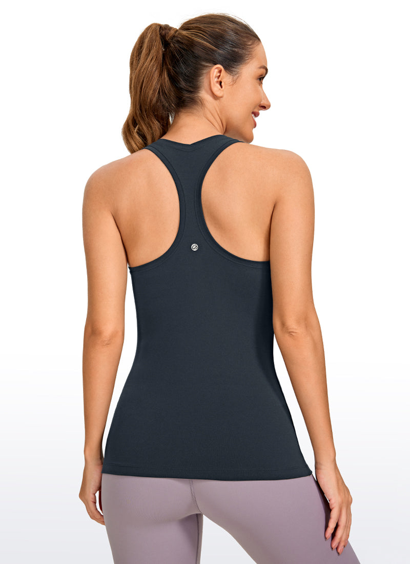 CRZ YOGA Women's Yoga Slim Fit Tops Butterluxe Tank Racerback True Navy