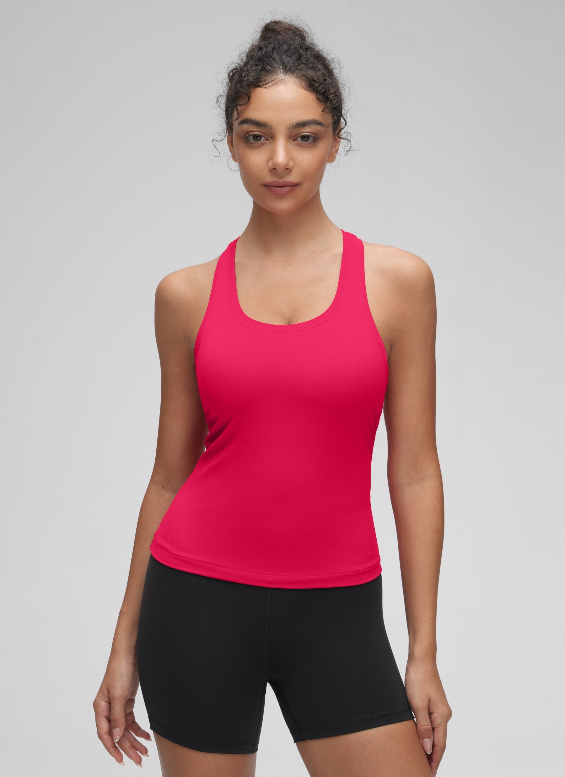 CRZ YOGA Women's Yoga Tight Fit Butterluxe Crewneck Tank Top Racerback Viva Magenta