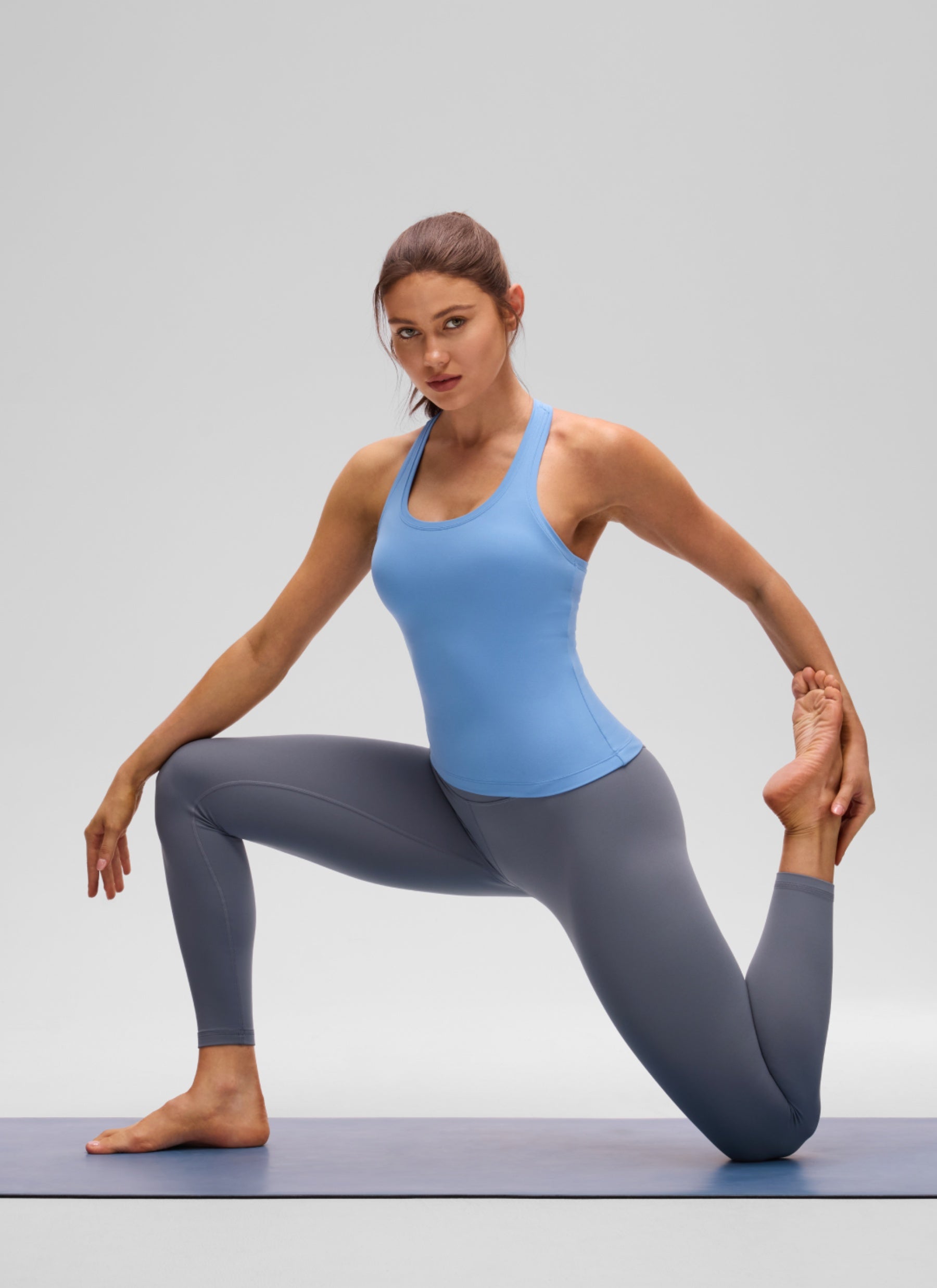CRZ YOGA Women's Yoga Tight Fit Butterluxe Crewneck Tank Top Racerback Party Blue
