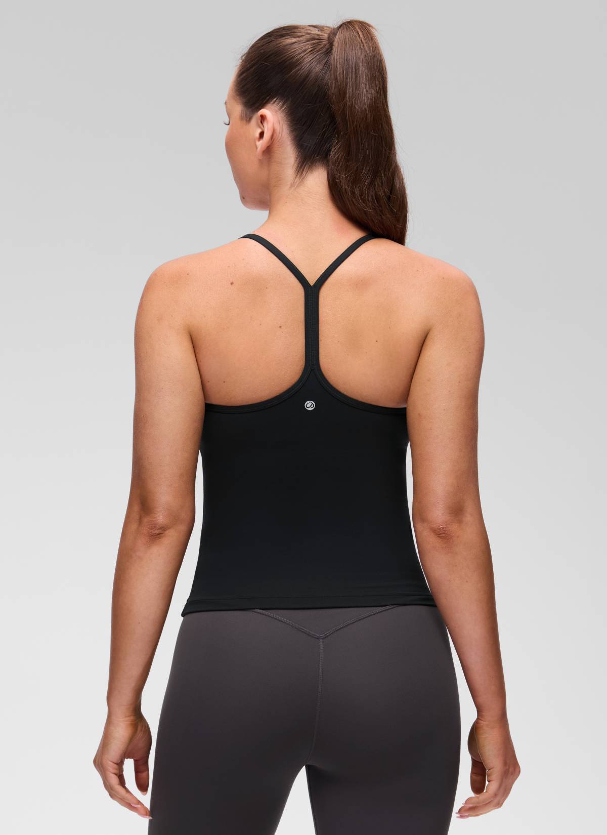 CRZ YOGA Kaos Tank Top Yoga Wanita Model Slim Fit dengan Bra Terintegrasi, Model Y Back, Warna Hitam Butterluxe