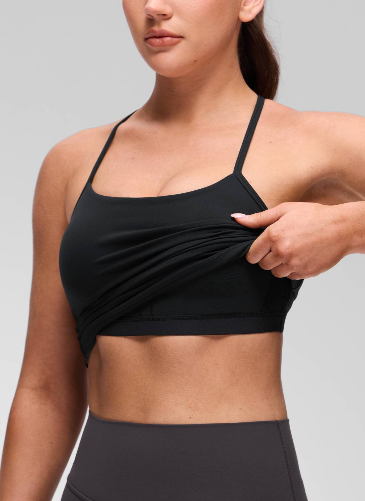 CRZ YOGA Kaos Tank Top Yoga Wanita Model Slim Fit dengan Bra Terintegrasi, Model Y Back, Warna Hitam Butterluxe