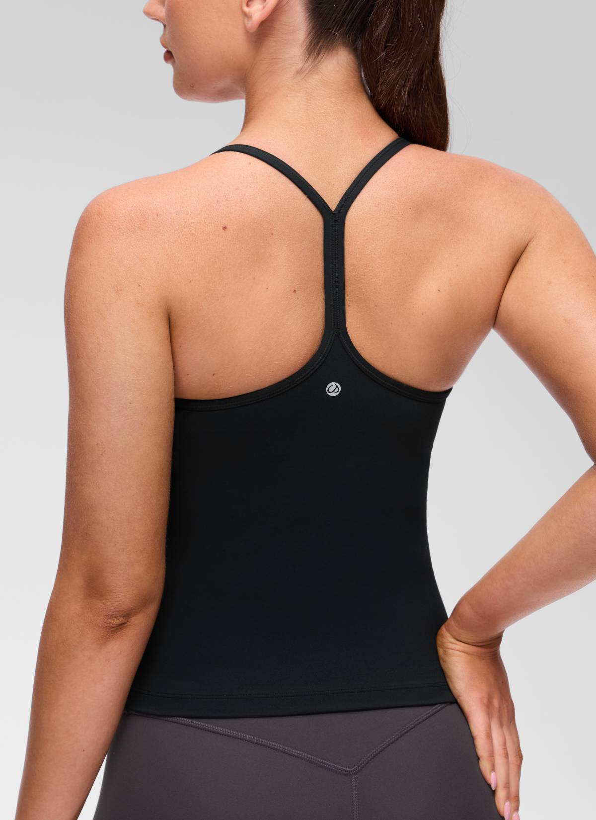 CRZ YOGA Kaos Tank Top Yoga Wanita Model Slim Fit dengan Bra Terintegrasi, Model Y Back, Warna Hitam Butterluxe