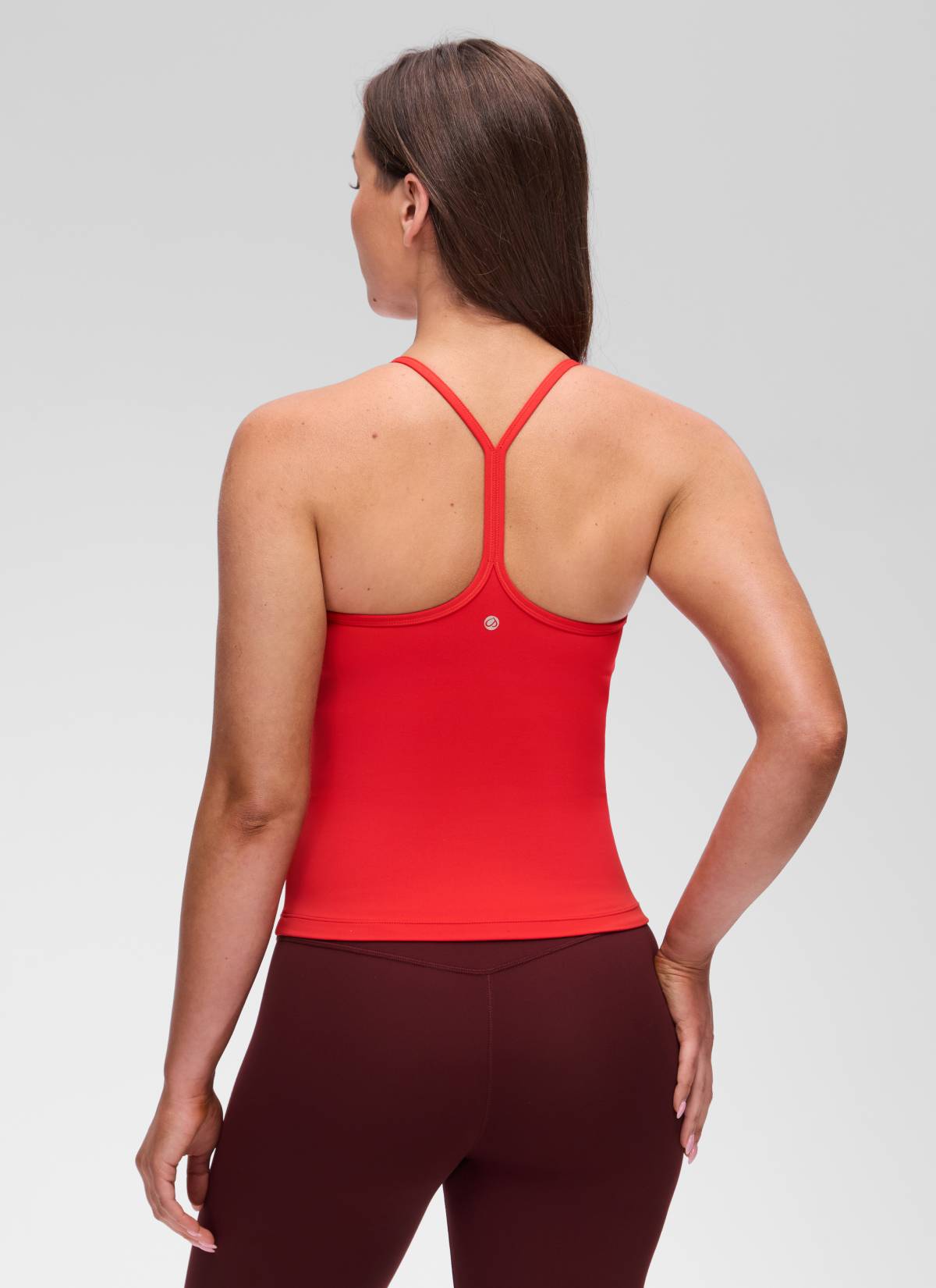 Butterluxe CRZ YOGA Pakaian Yoga Wanita Model Slim Fit dengan Bra Terintegrasi, Model Tank Top dengan Punggung Y, Warna Merah Tua