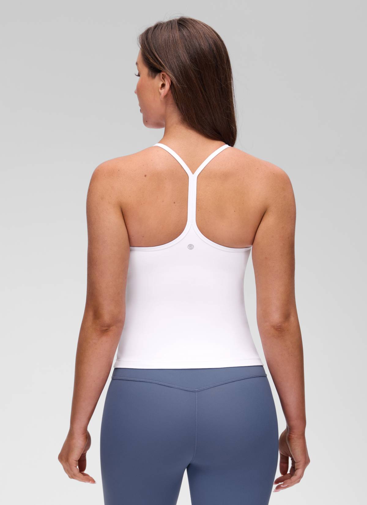 CRZ YOGA Kaos Tanktop Yoga Wanita Model Slim Fit dengan Bra Terintegrasi, Model Y Back, Warna Putih Butterluxe