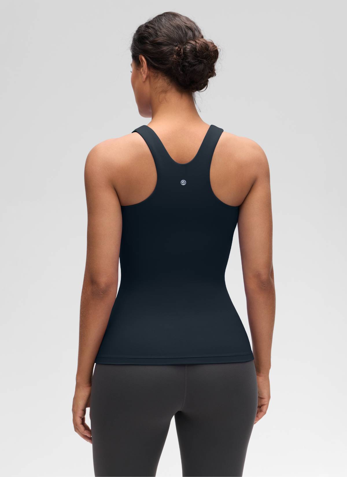 CRZ YOGA Atasan Yoga Wanita Model Slim Fit, Tank Top dengan Desain Racerback dan Leher Tinggi, Warna True Navy Butterluxe