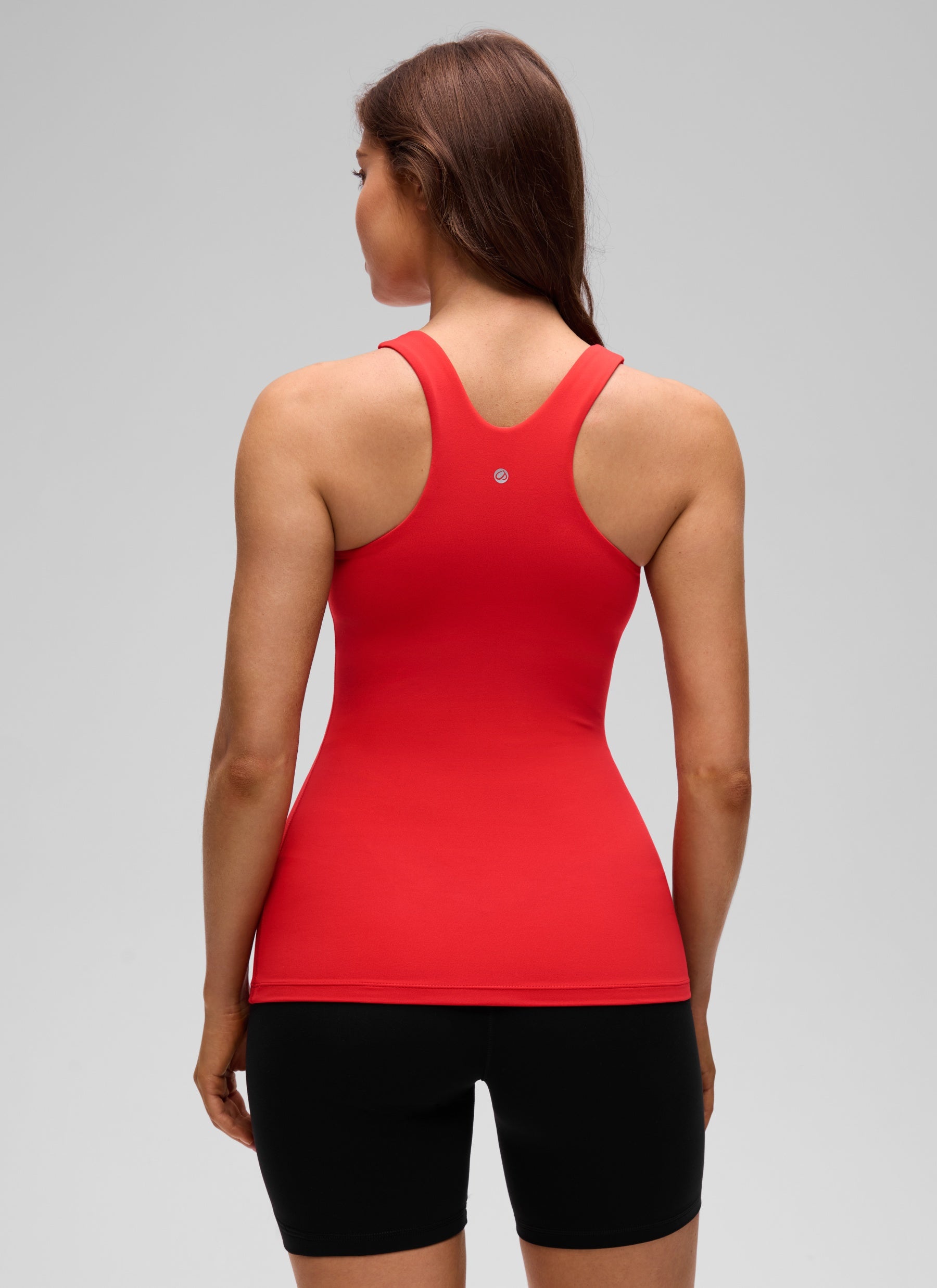 CRZ YOGA Atasan Yoga Wanita Model Slim Fit, Tank Top Racerback dengan Leher Tinggi, Warna Merah Tua ( Butterluxe )