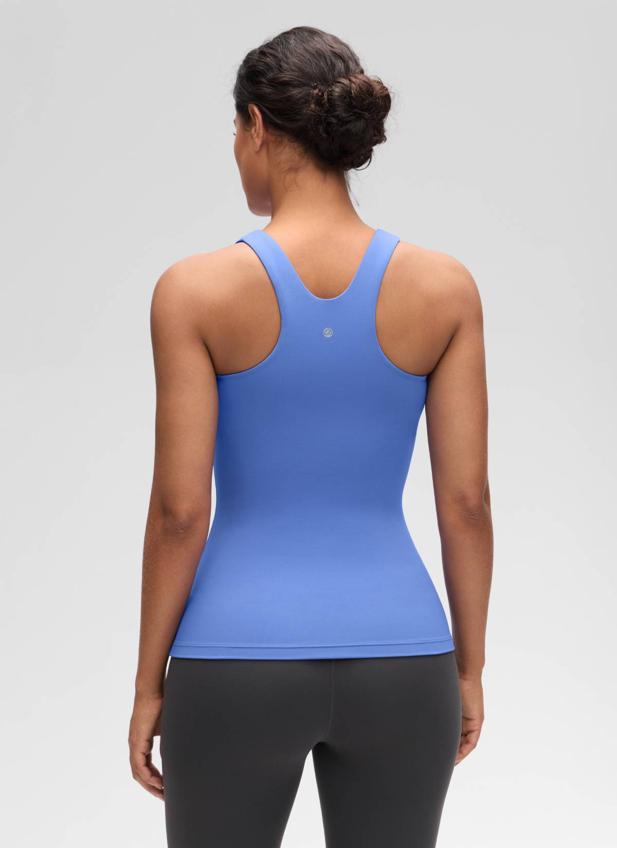 CRZ YOGA Atasan Yoga Wanita Model Slim Fit, Tank Top Racerback dengan Leher Tinggi, Motif " Butterluxe " Warna Wild Indigo