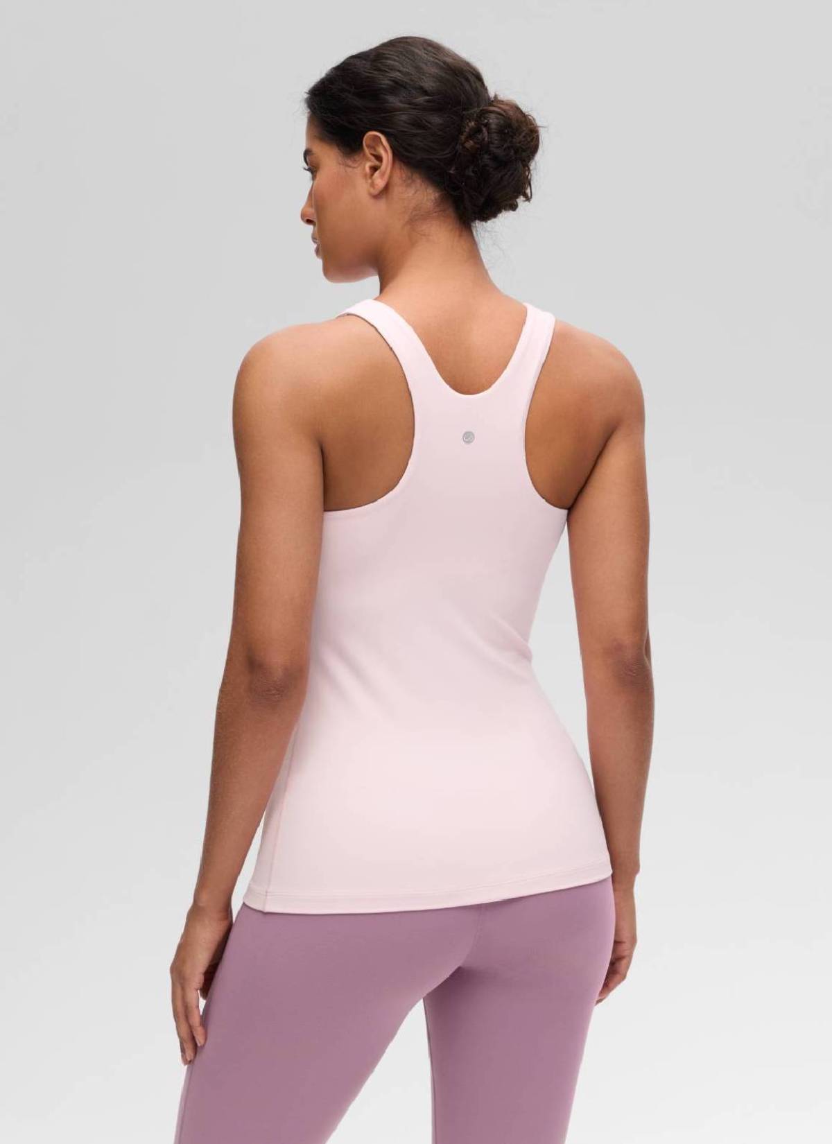 CRZ YOGA Atasan Yoga Wanita Model Slim Fit, Tank Top Racerback dengan Leher Tinggi, Motif " Butterluxe ", Warna Strawberry Pink