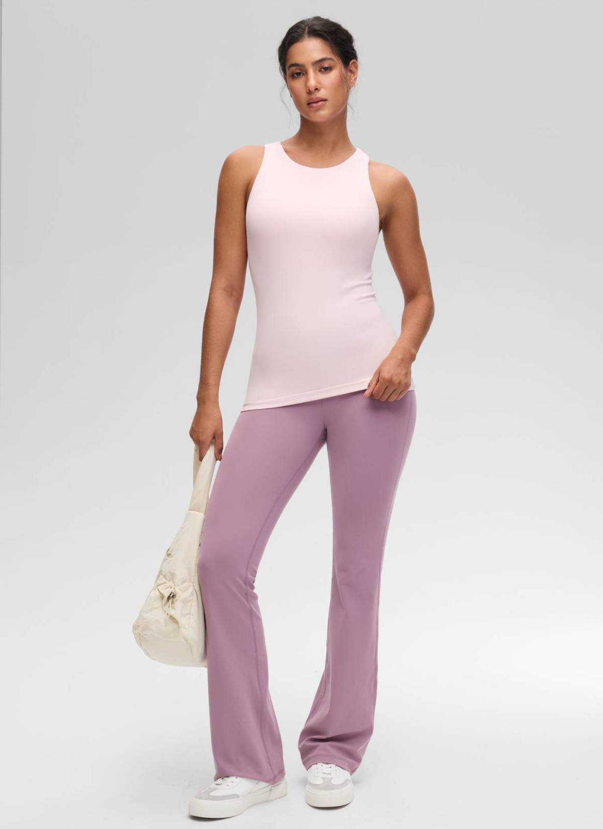 CRZ YOGA Atasan Yoga Wanita Model Slim Fit, Tank Top Racerback dengan Leher Tinggi, Motif " Butterluxe ", Warna Strawberry Pink