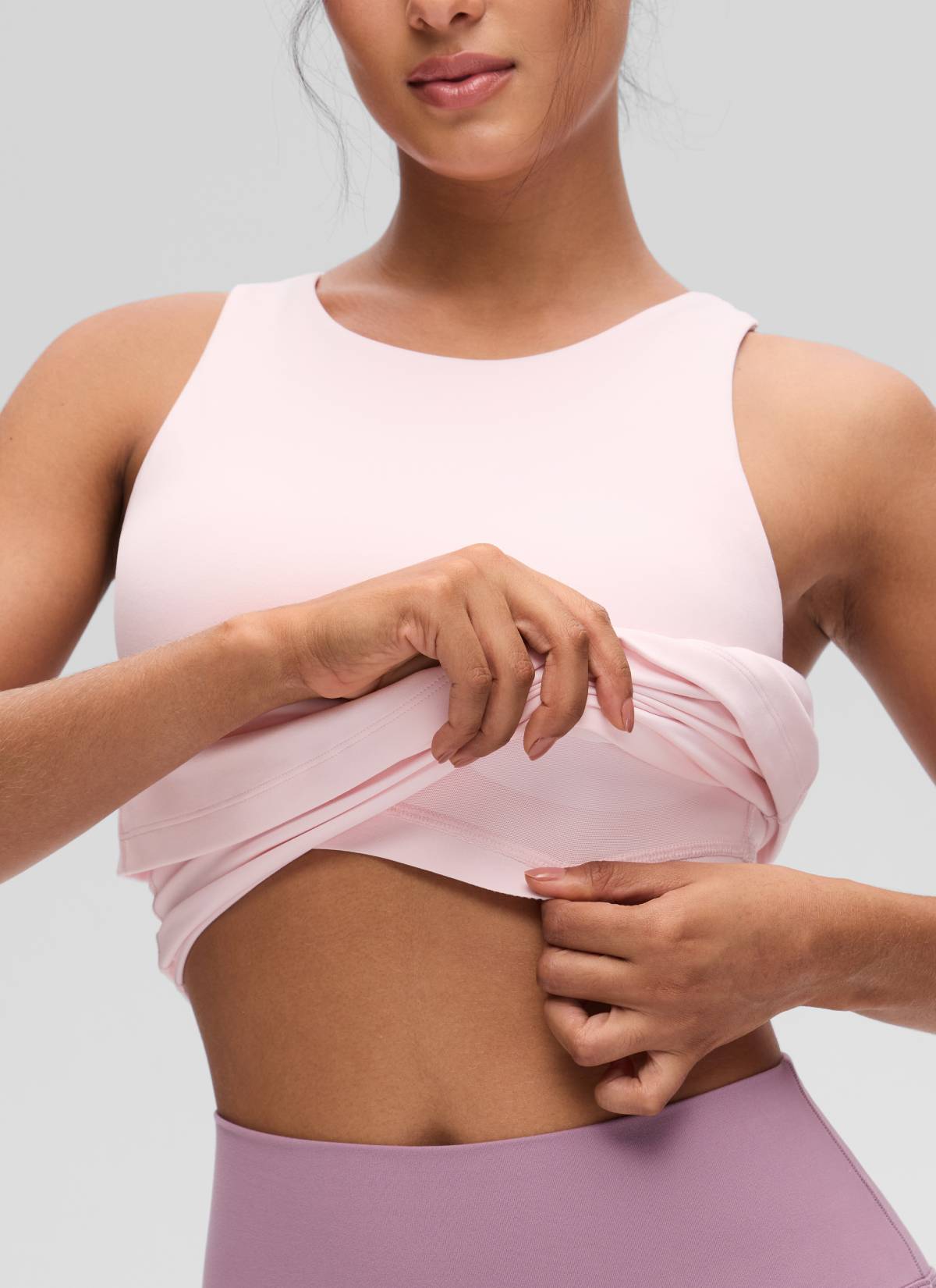 CRZ YOGA Atasan Yoga Wanita Model Slim Fit, Tank Top Racerback dengan Leher Tinggi, Motif " Butterluxe ", Warna Strawberry Pink