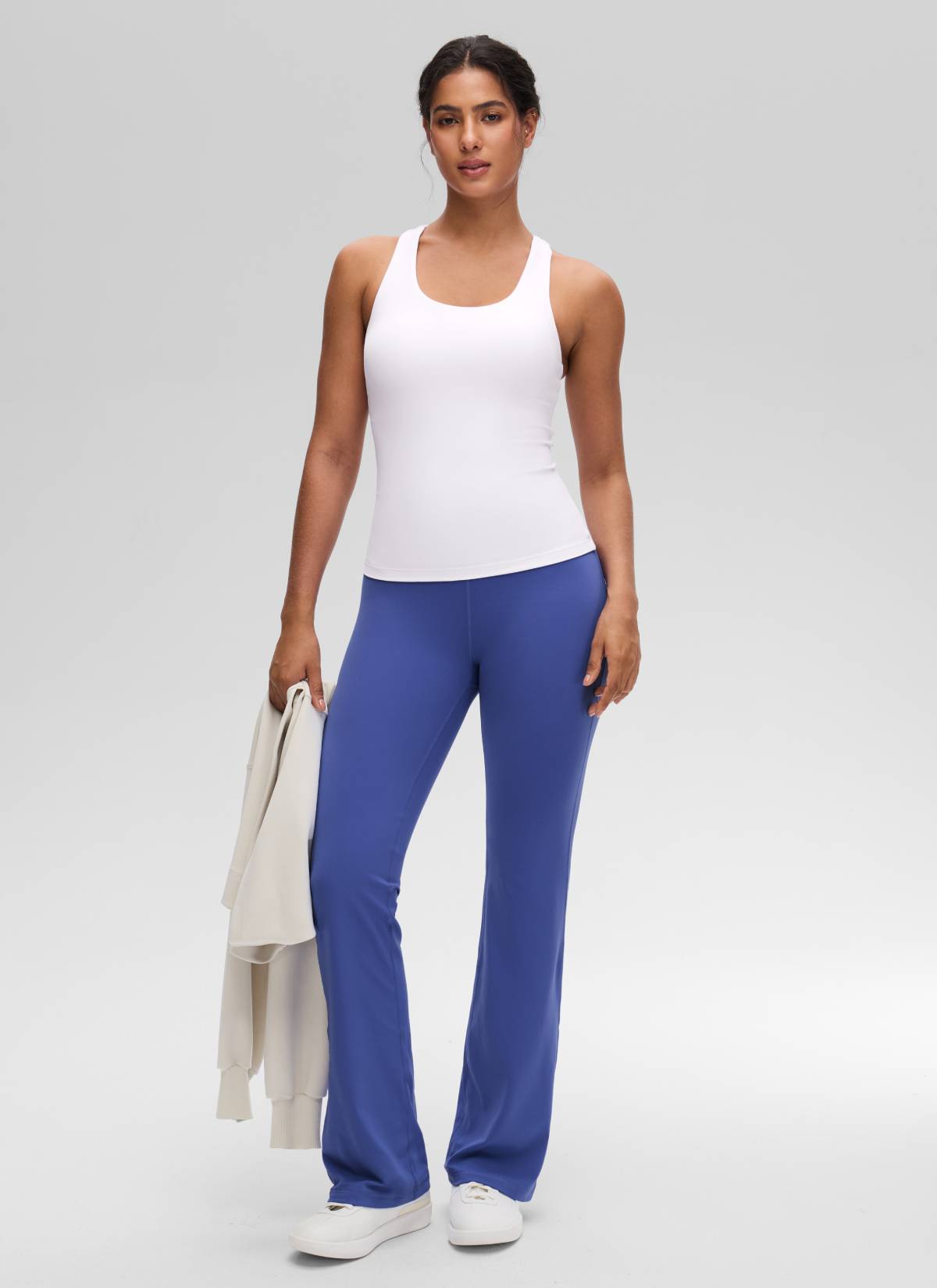 CRZ YOGA Atasan Yoga Wanita Model Ketat Butterluxe Tank Top dengan Bra Terintegrasi Warna Putih